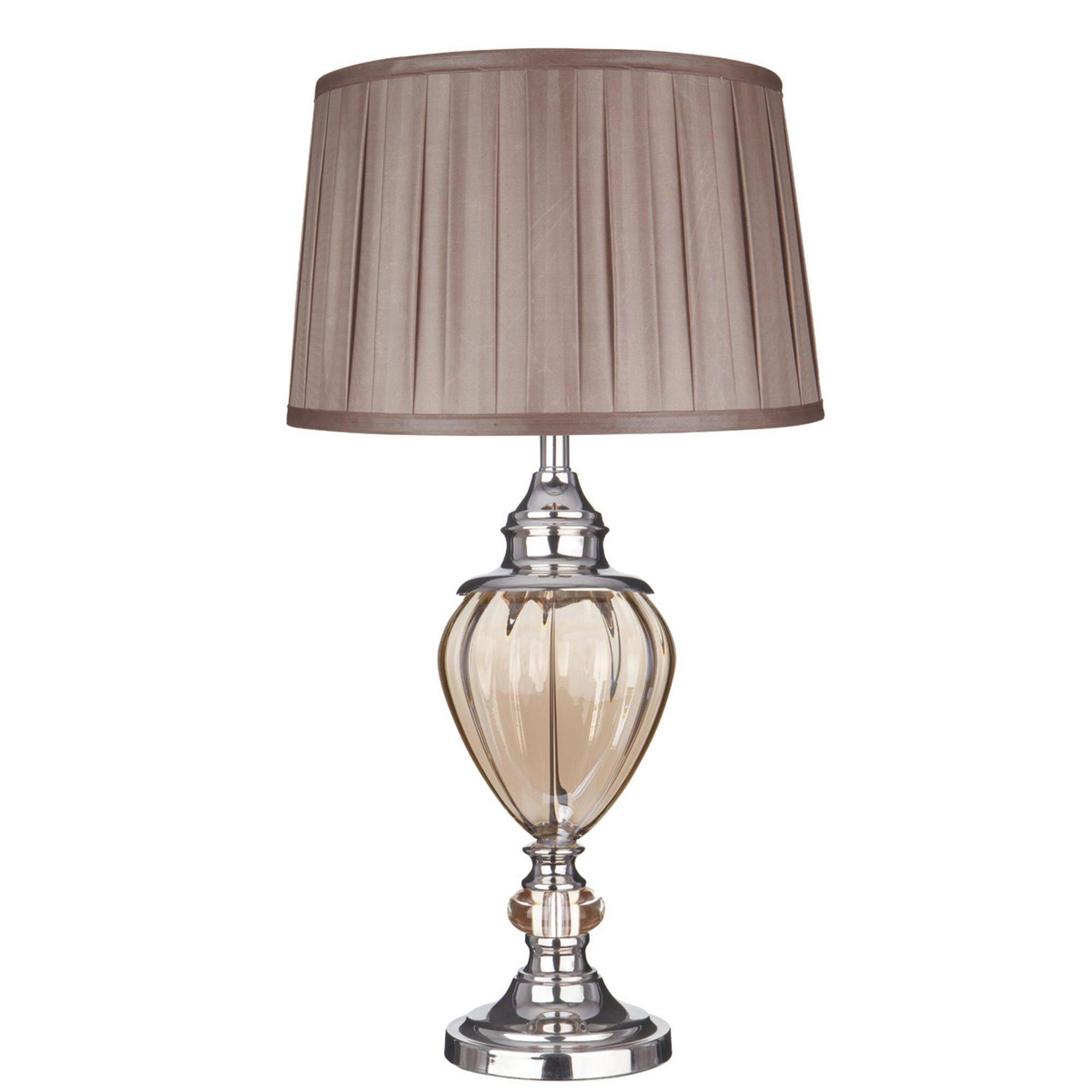 Tischleuchte Eu3721am Greyson - Chromfarben/Bernsteinfarben, Design, Glas/Textil (38/68cm)