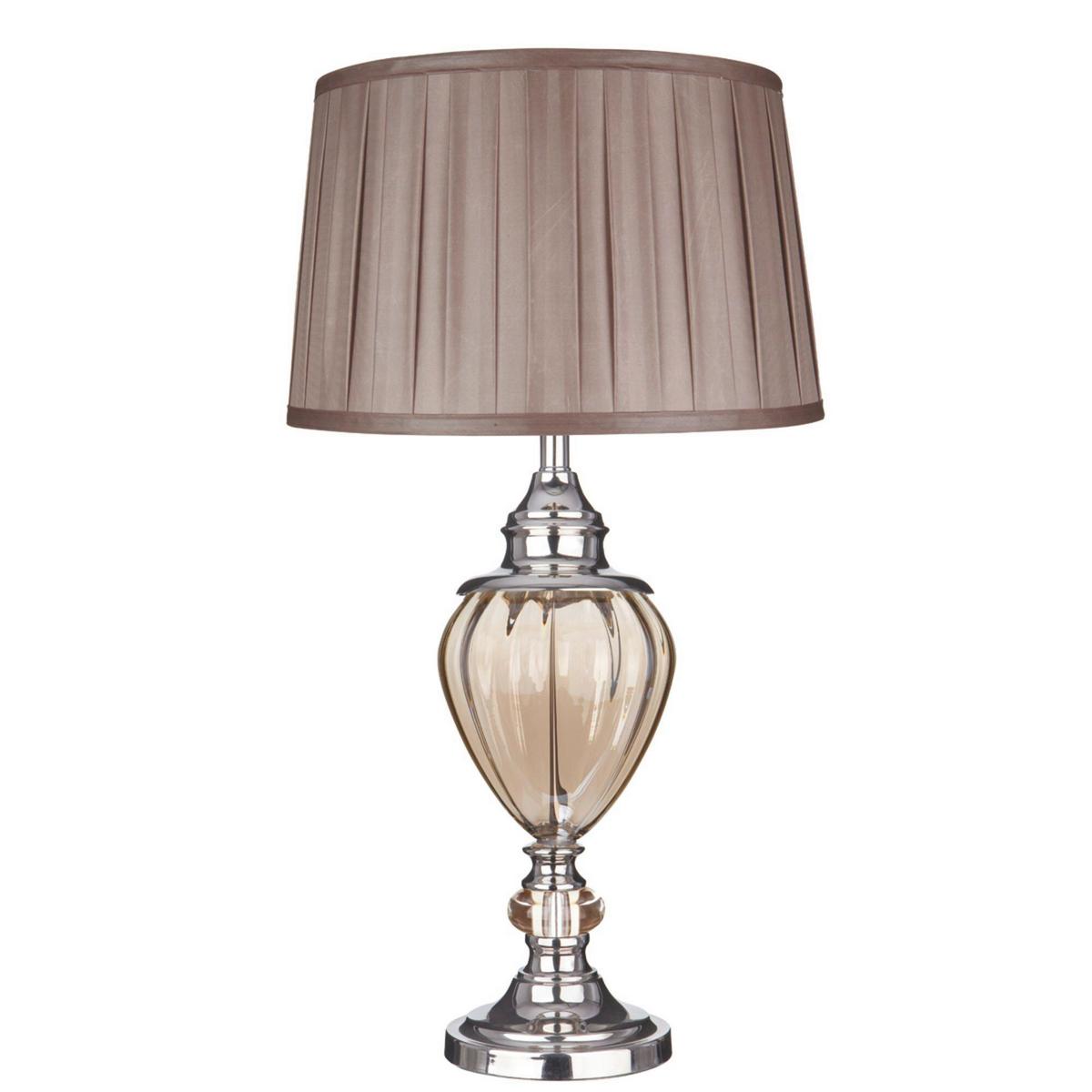 Tischleuchte Eu3721am Greyson - Chromfarben/Bernsteinfarben, Design, Glas/Textil (38/68cm)