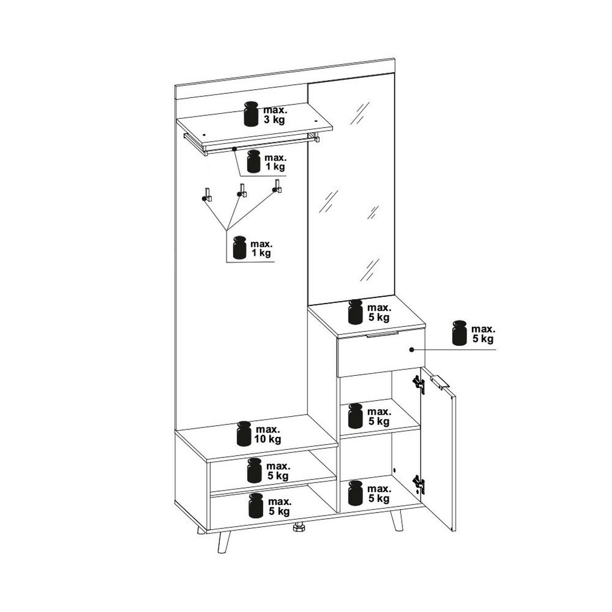 Predsieňový nábytok Amando 2, š: 100 cm - kašmírová, Konventionell, kompozitné drevo (100/204/40cm)