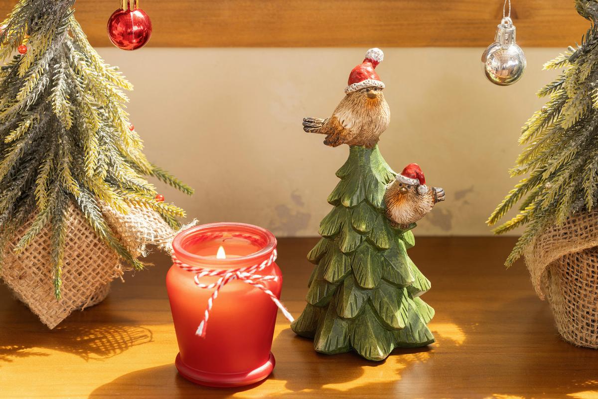 Dekobaum Christian - Rot/Braun, KONVENTIONELL, Kunststoff (8,5/8/16,5cm) - Luca Bessoni