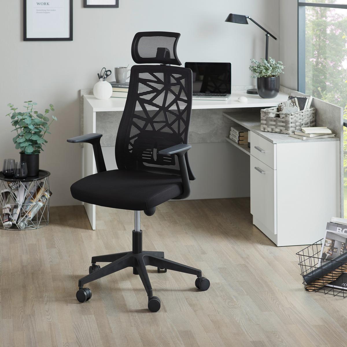 Kancelářske křeslo DEMO 1 - černá, Moderní, textil/plast (64/120-140/60cm)