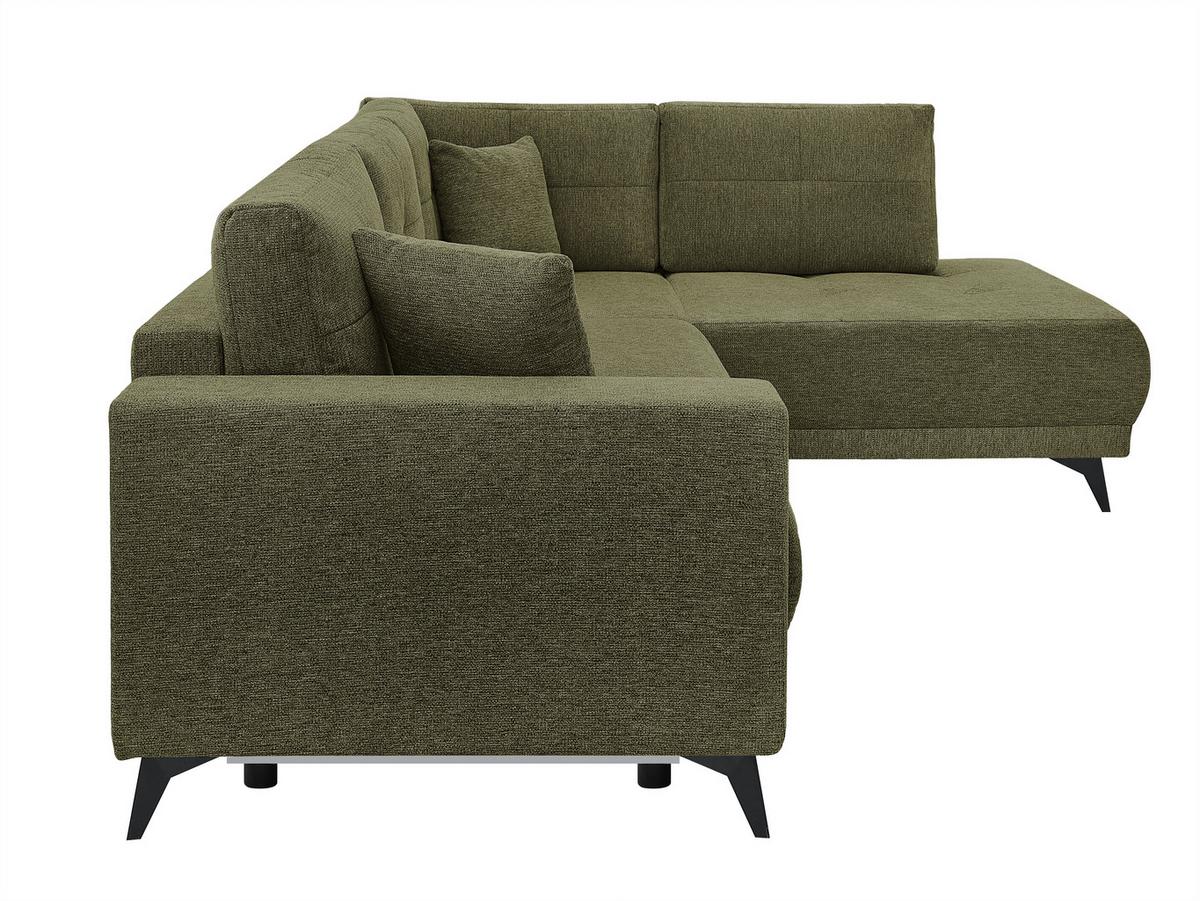 Rohová sedačka TEXAS, pravá, zelená - černá/zelená, Konvenční, dřevo (259/92cm) - Based