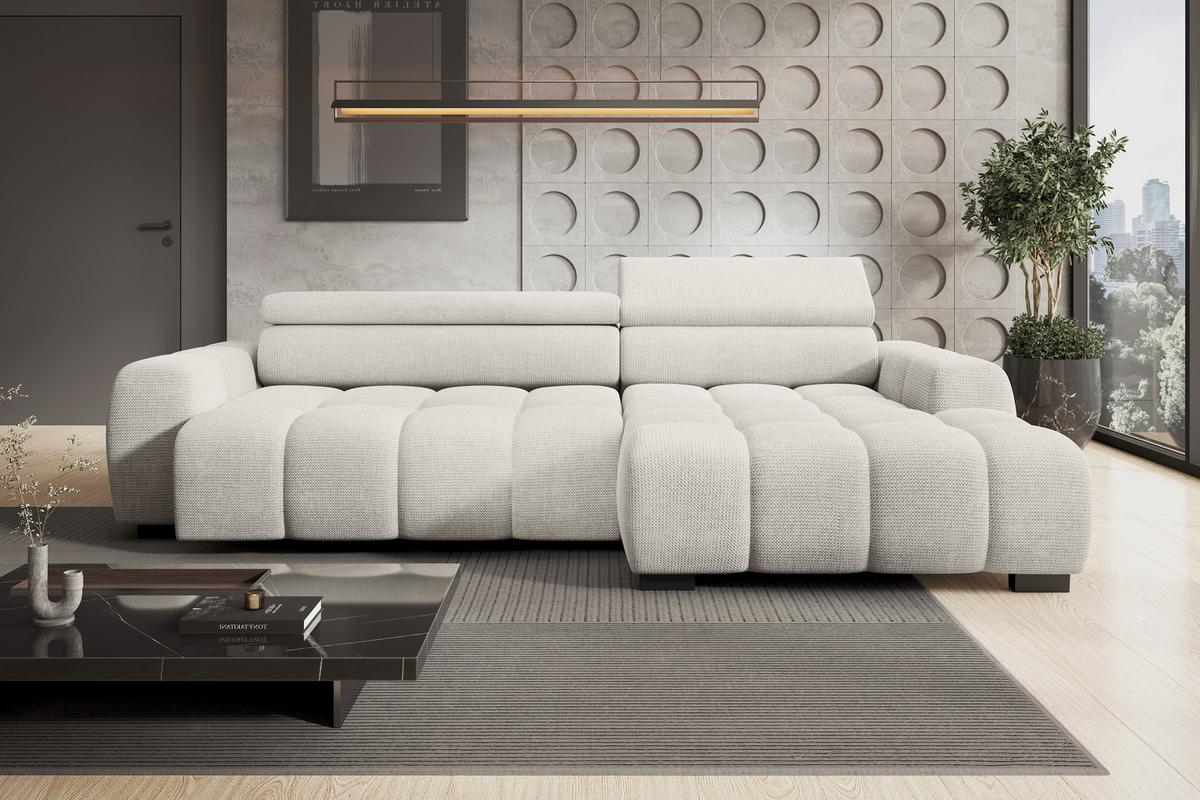 Ecksofa Fargo S Greige, B: 285 cm - Greige/Schwarz, Trend, Textil (285/168cm)