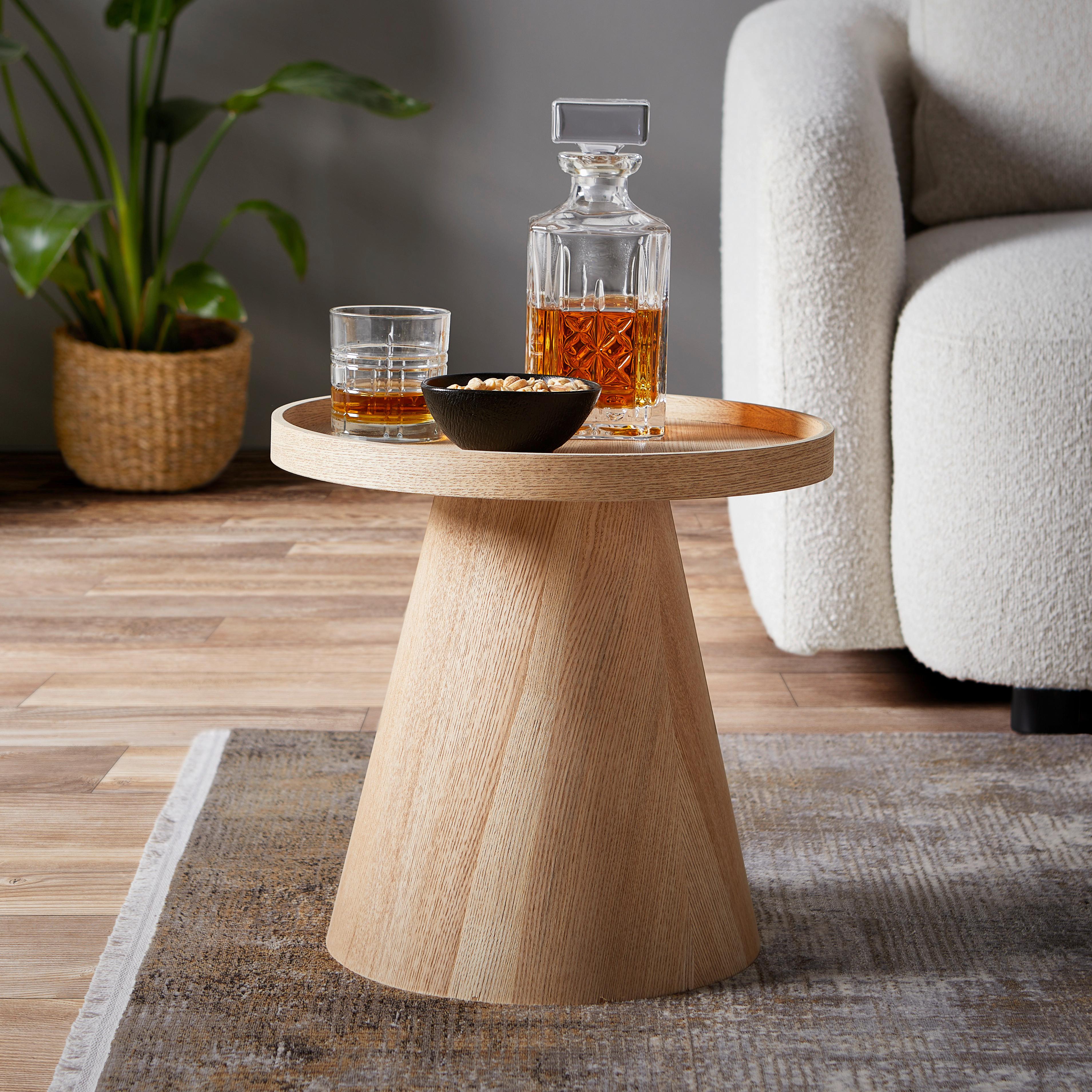 Príručný stolík P: 38cm - prírodná farba, Modern, drevo/kompozitné drevo (38/38cm) - Premium Living