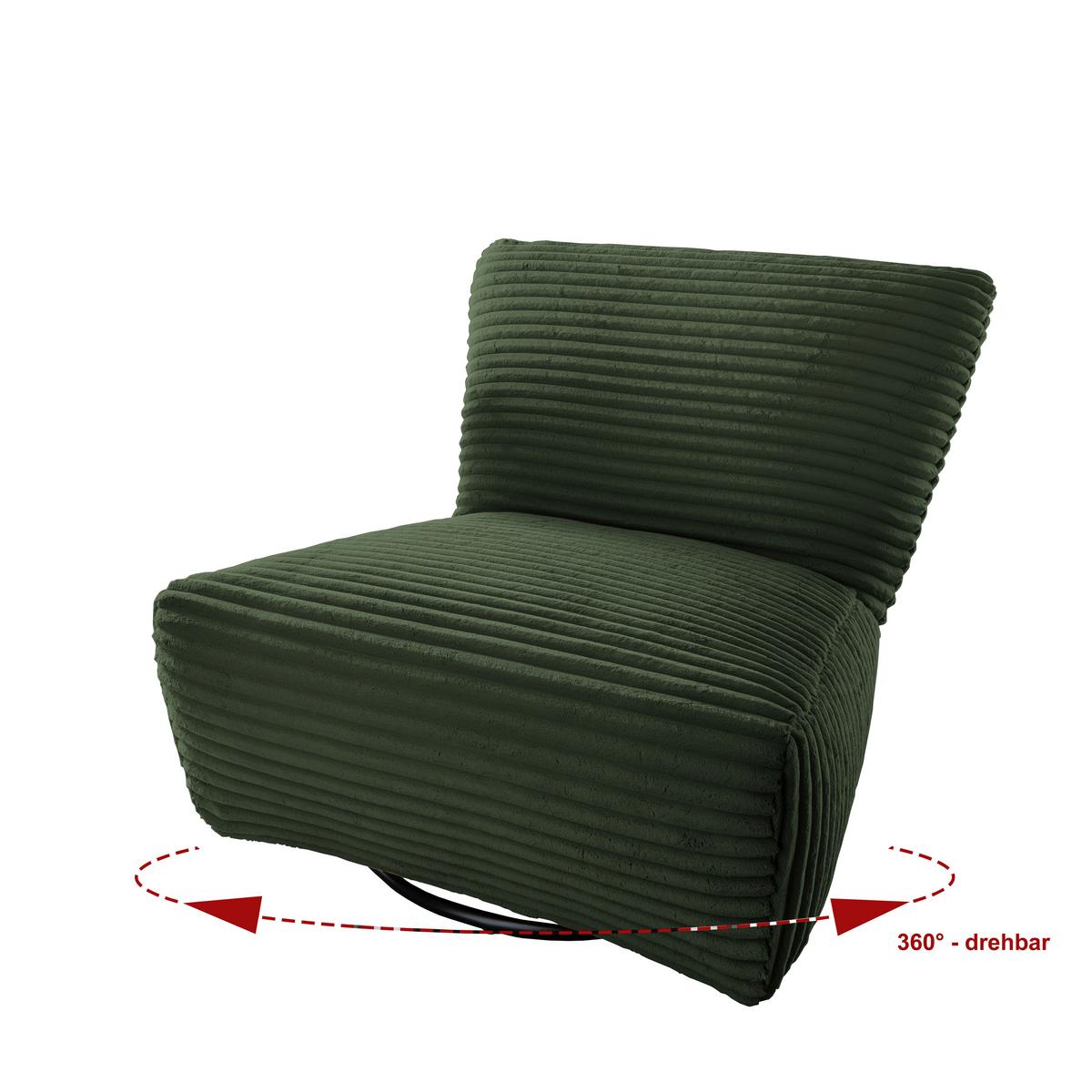 Xxl-sessel Cremallo Grün 360° Drehbar, B: 95 Cm - Schwarz/Grün, Trend, Textil (95/77/94cm) - Livetastic