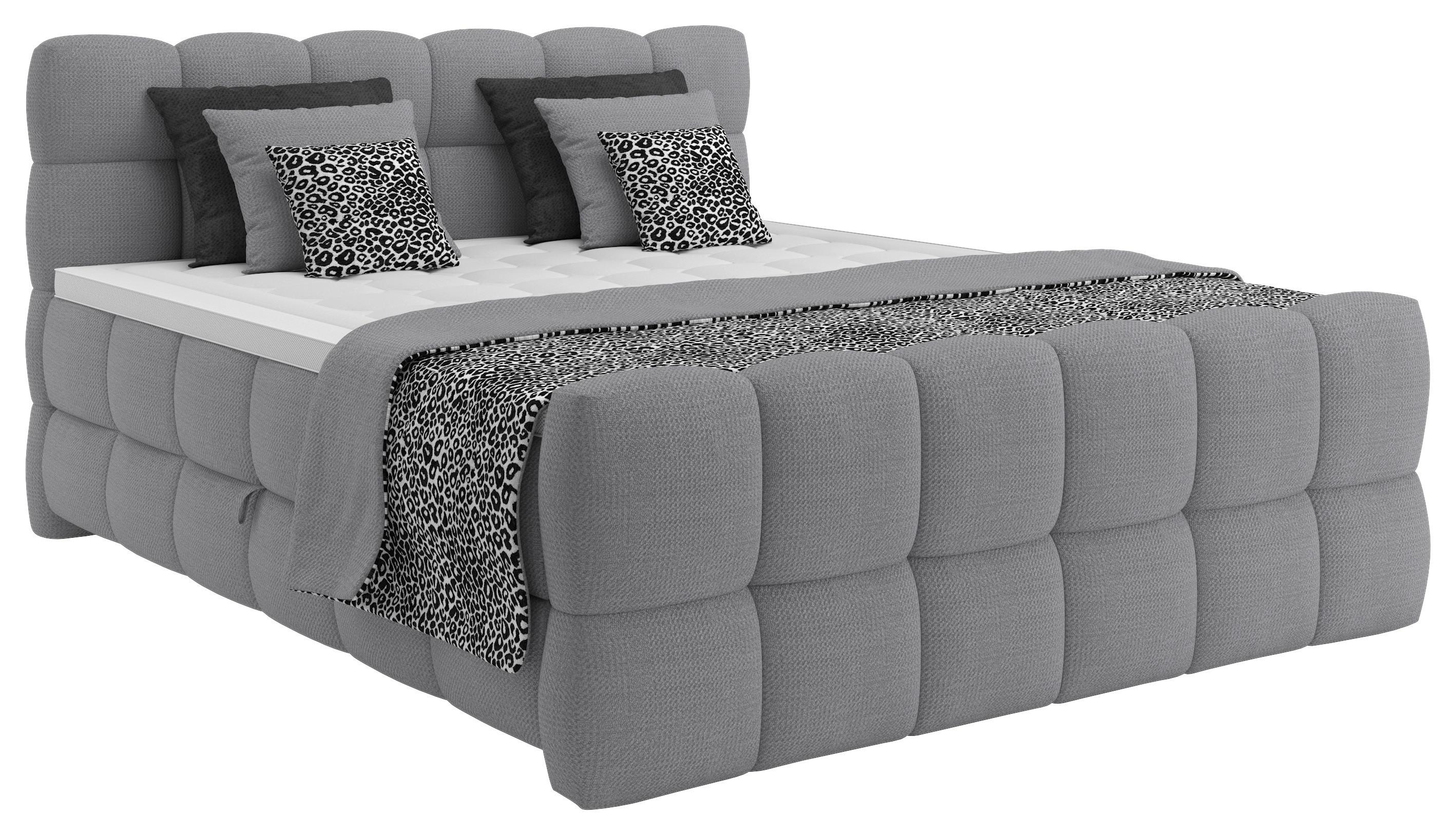 BOXSPRINGBETT inkl. Bettkasten 180x220 - Schwarz/Grau, Trend, Holz/Holzwerkstoff (180/220cm) - Sembella