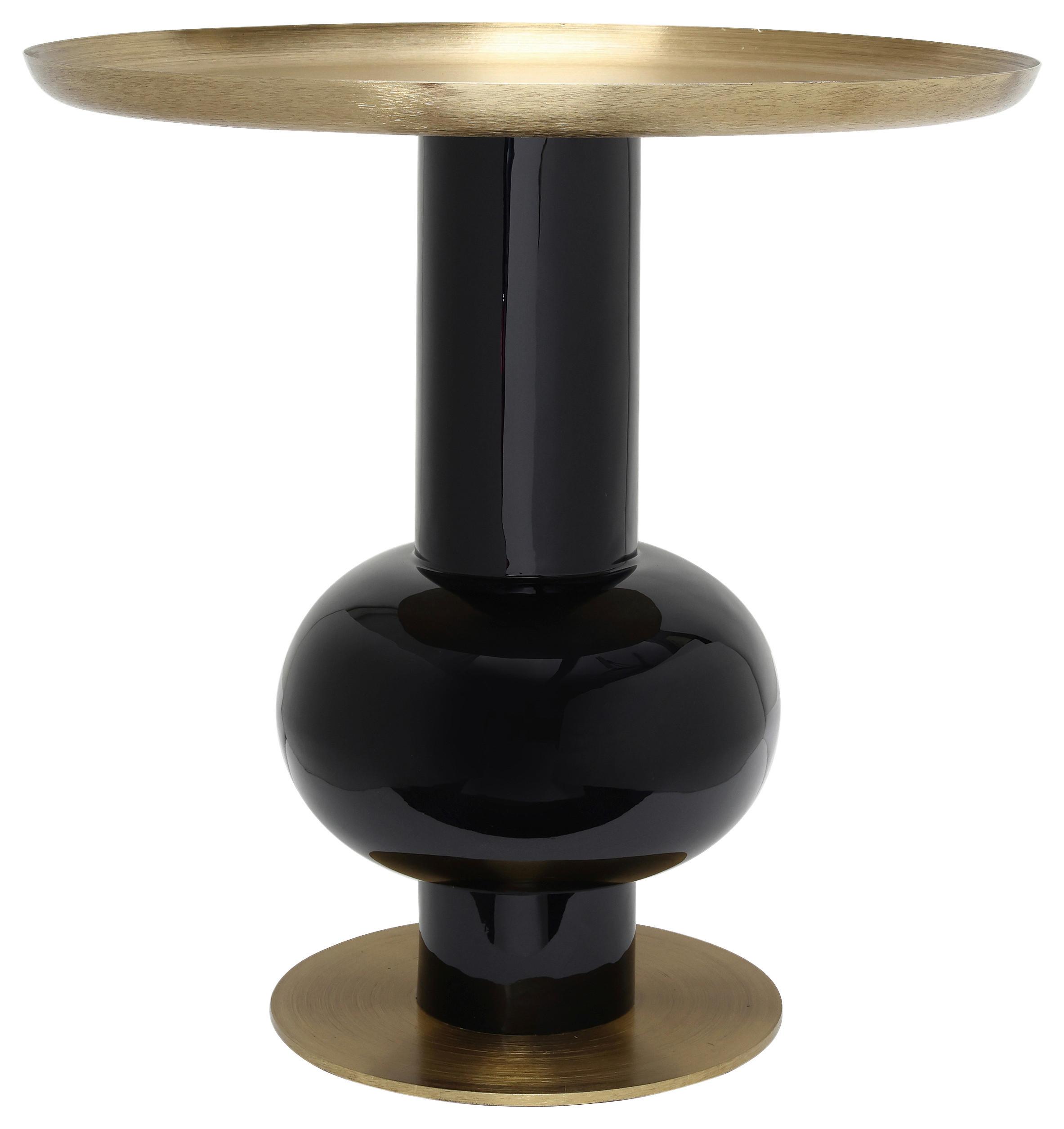 Beistelltisch Art Deco 2225 Goldfarben/Schwarz B: 50 cm - Schwarz Hochglanz/Goldfarben, Design, Metall (50/50cm) - Kayoom