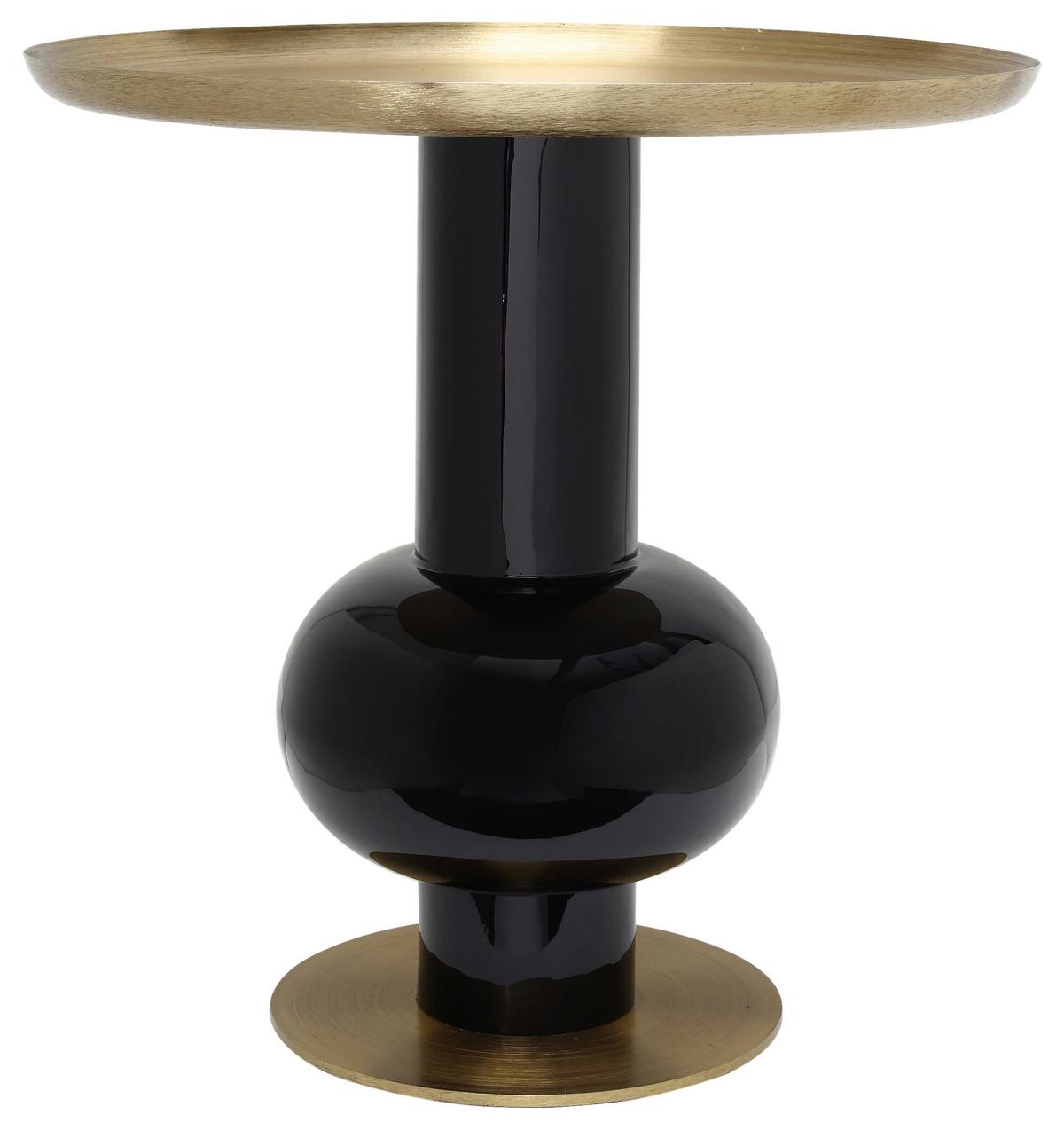 Beistelltisch Art Deco 2225 Goldfarben/Schwarz B: 50 cm - Schwarz Hochglanz/Goldfarben, Design, Metall (50/50cm) - Kayoom