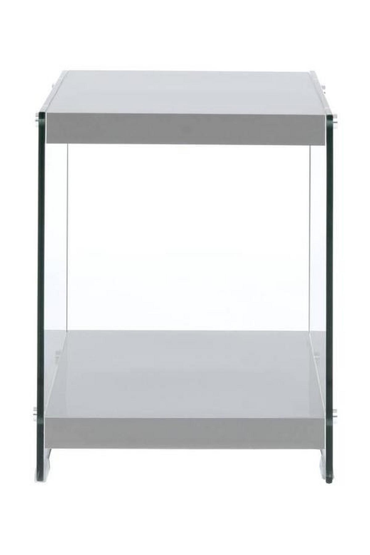 Beistelltisch mit Ablage Elementary Grau - Klar/Grau, Basics, Glas/Holzwerkstoff (35/35/45cm) - Kayoom