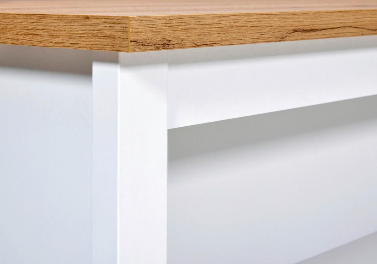 Spodná skrinka so zásuvkami SAN - biela/dub artisan, Romantik / Landhaus, kov/kompozitné drevo (124/91/75cm) - Mömax