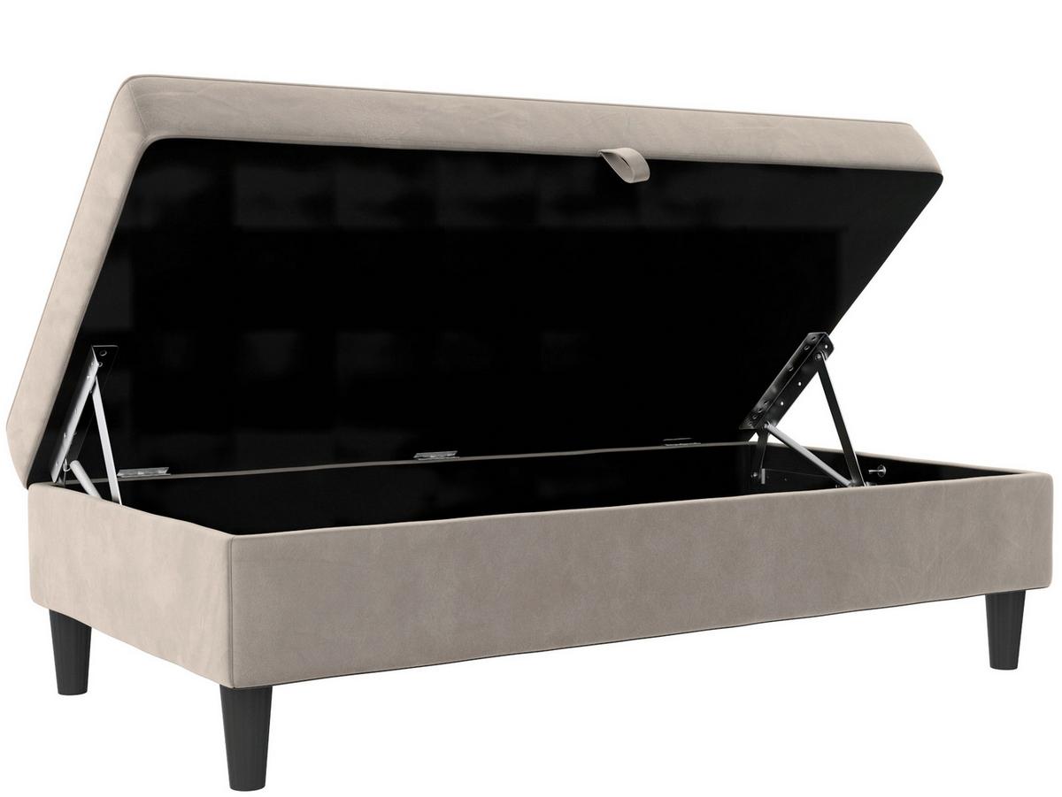 Hocker Hannover Taupe, mit Strauraum - Taupe/Schwarz, Basics, Textil (130/43/69cm) - Livetastic