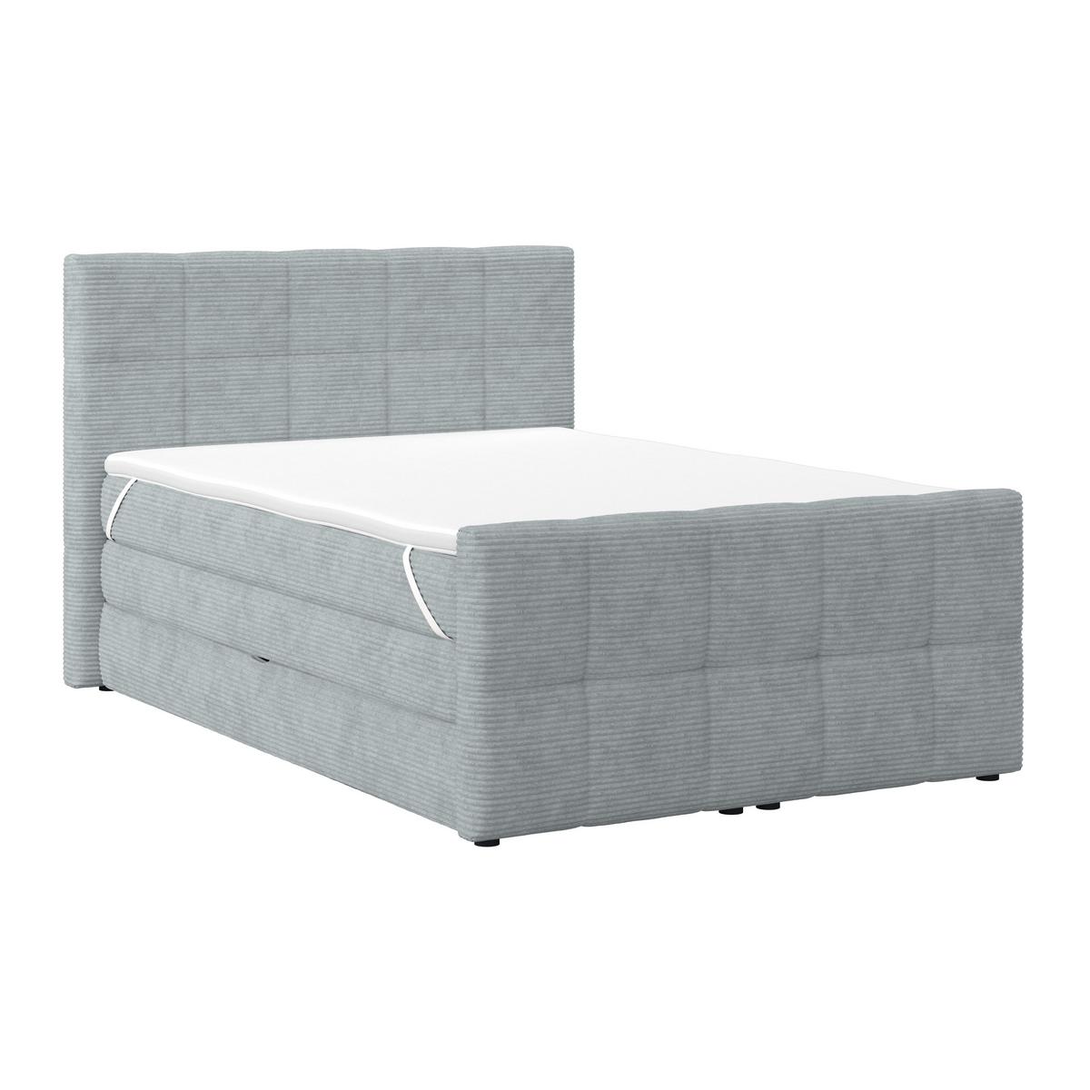 Boxspringbett mit Topper und Bettkasten 140x200 Medino - Silberfarben, KONVENTIONELL, Holz/Holzwerkstoff (140/200cm)