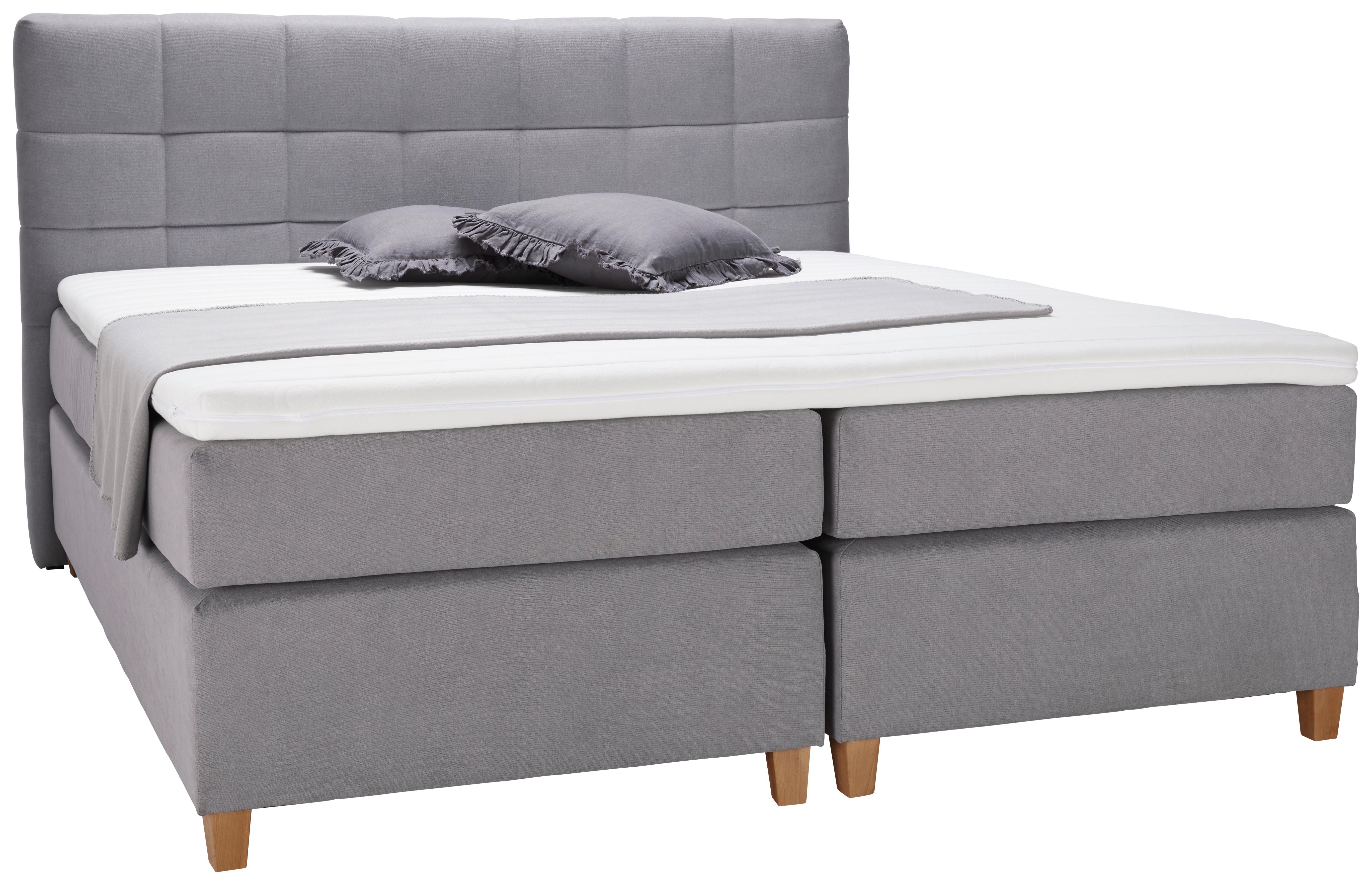 Postel Boxspring šedé barvy Jerry, 180x200 - šedá/barvy olše, Moderní, dřevo/kompozitní dřevo (180/200cm) - Modern Living