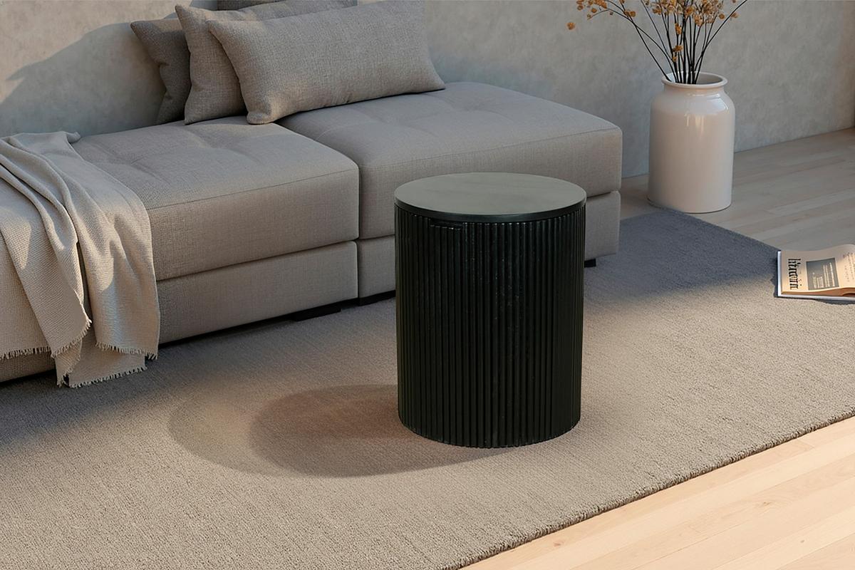 Beistelltisch Owen Schwarz D: 40 cm - Schwarz, Design, Holz (40/50/40cm) - MID.YOU