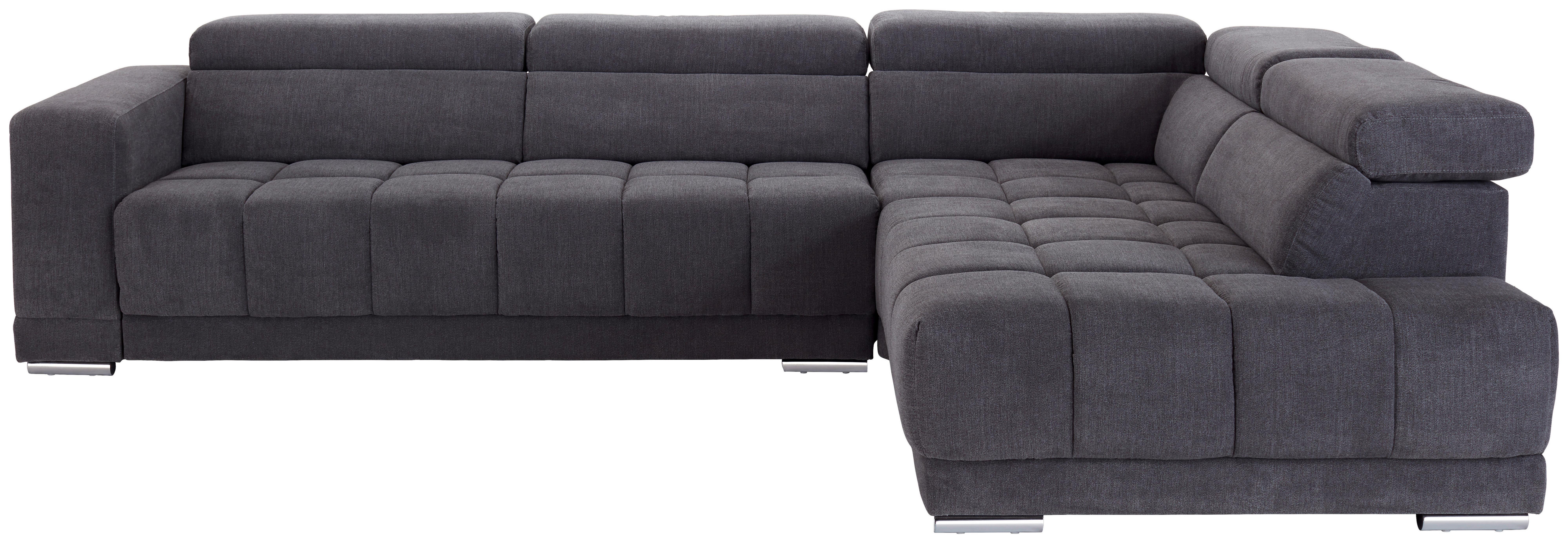 Ecksofa mit Relaxfunktion Hogan Ra, Grau - Silberfarben/Grau, MODERN, Textil (299/212cm) - Livetastic