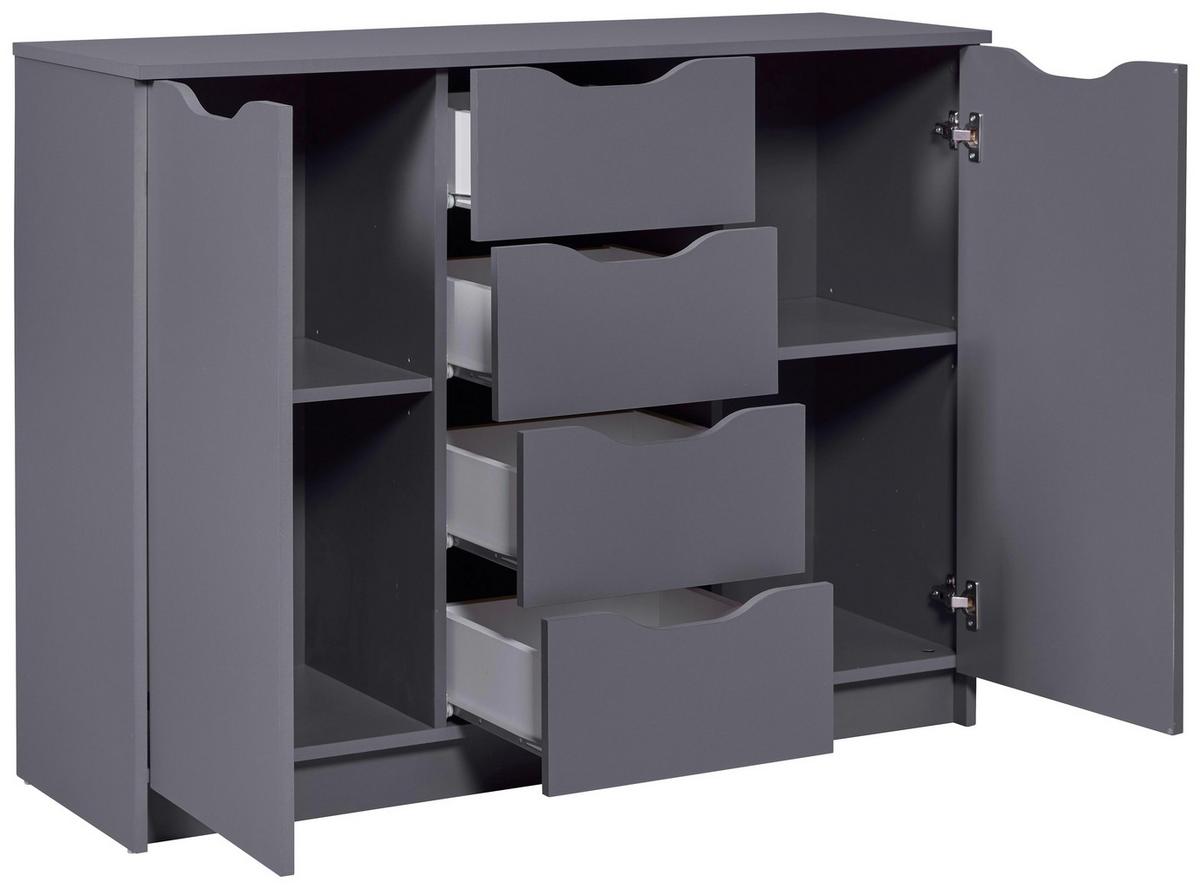 Kommode Silenzia - Graphitfarben, Design, Holzwerkstoff (112/91/40cm) - Livetastic
