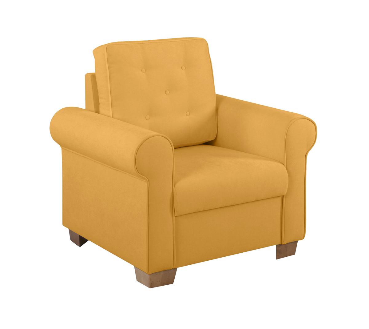 Sessel Arles, Gelb 48 B: 93 Cm - Gelb/Buchefarben, Design, Textil (93/89/82cm) - MID.YOU