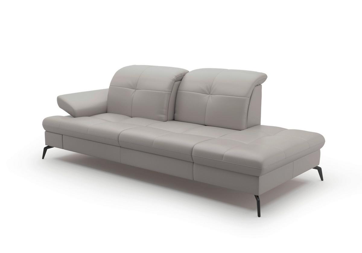 Récamiere Amica E, Hellgrau B: 231 Cm - Hellgrau/Schwarz, KONVENTIONELL, Leder/Textil (231/90/122cm) - Sit & More