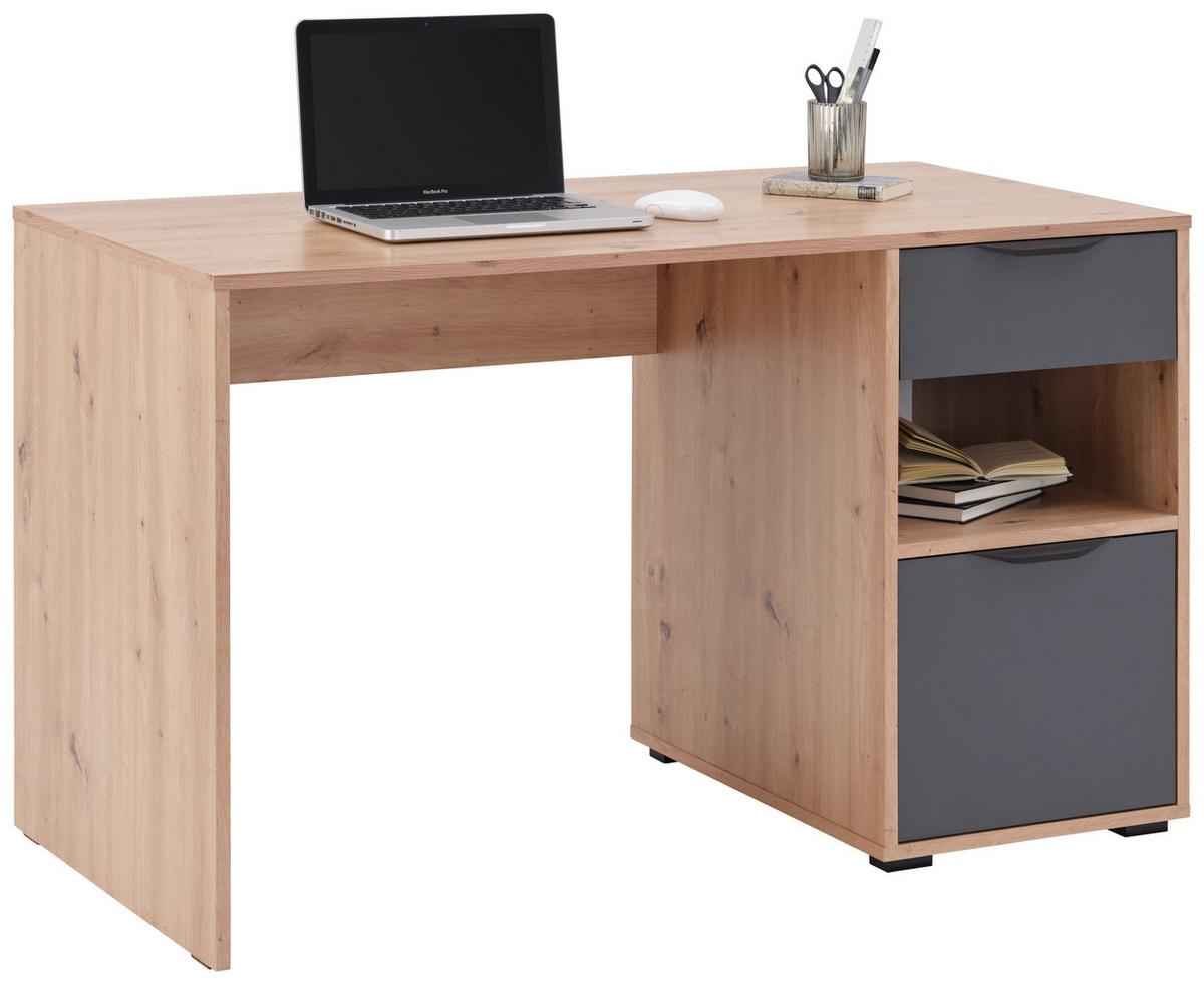 Schreibtisch Palermo 2 Weiß/Salbeigrün, B: 120 cm - Anthrazit/Eiche Artisan, Trend, Holzwerkstoff (120/73,5/60cm)