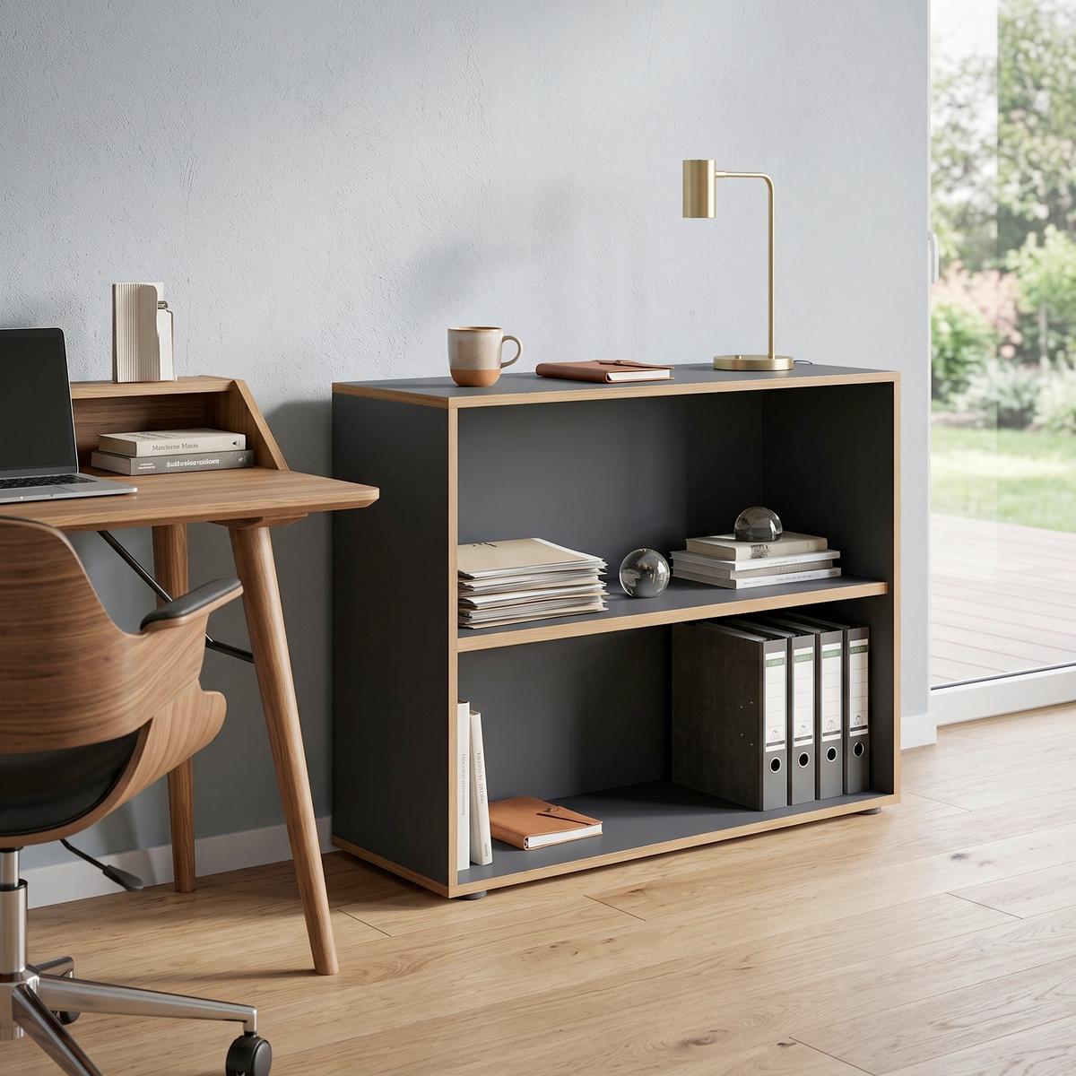REGÁL NA DOKUMENTY SALIA B100 - černá/antracitová, Design, kompozitní dřevo/plast (100/74/33cm) - P & B