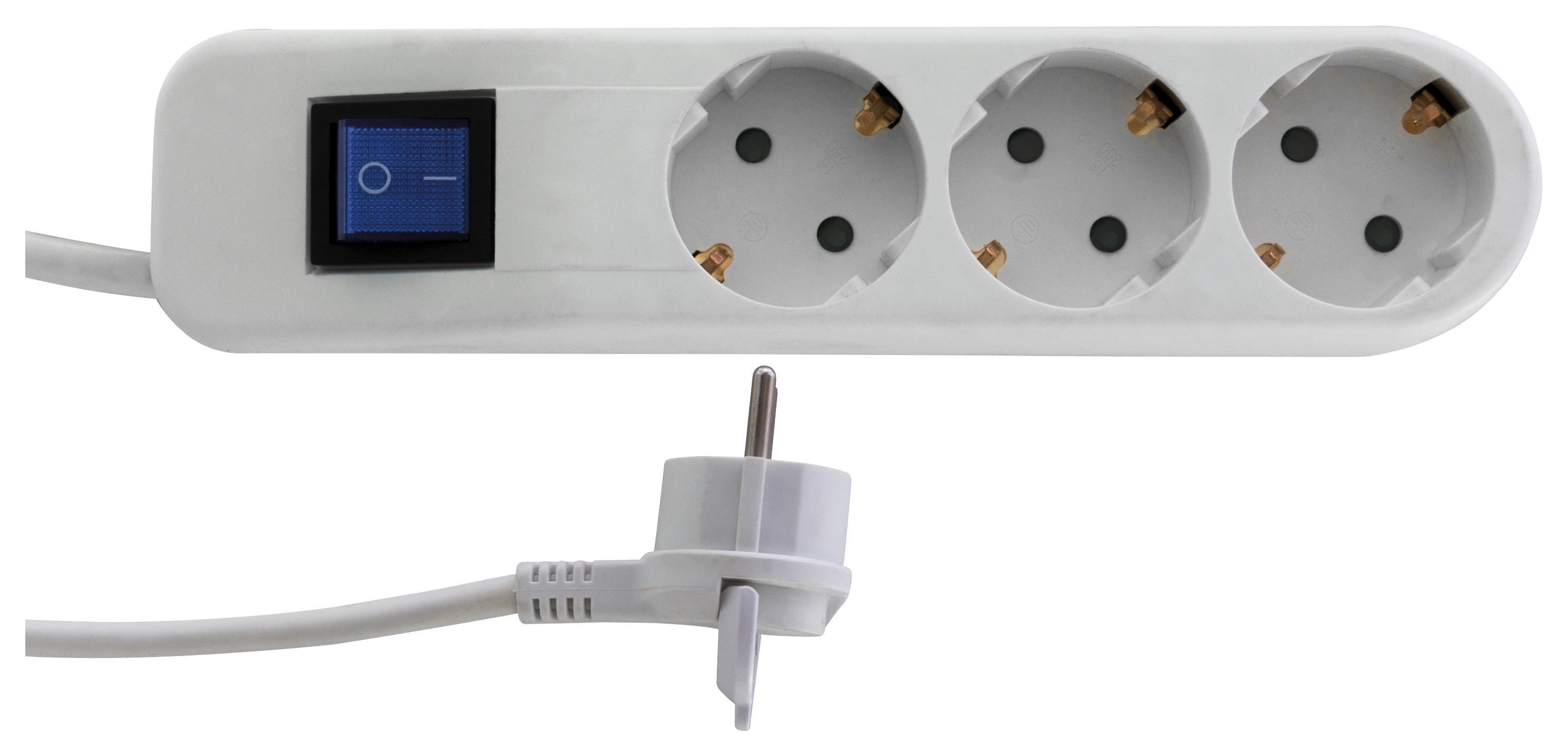 Steckdosenleiste STCKDL.ICE 3-F.M.S. WS-GR - Weiß/Grau, KONVENTIONELL, Kunststoff (11,5/23,1/5,8cm)