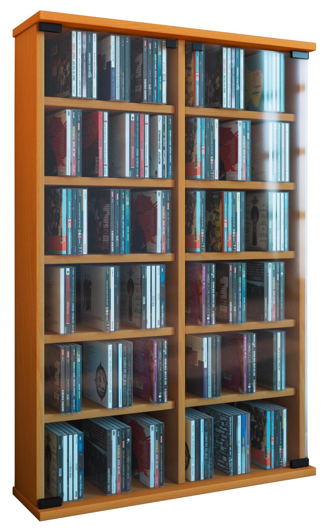 Cd Regal Mit Glastüren Zuntisa 60 Cm Buche Dekor - Buchefarben, KONVENTIONELL, Glas/Holzwerkstoff (60/91,5/18cm) - MID.YOU