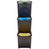 Abfallsammler Sortibox 3x 25 L Freistehend 39,2x39,2x33,5 cm - Blau/Anthrazit, Basics, Kunststoff (39,2/29/33,5cm)