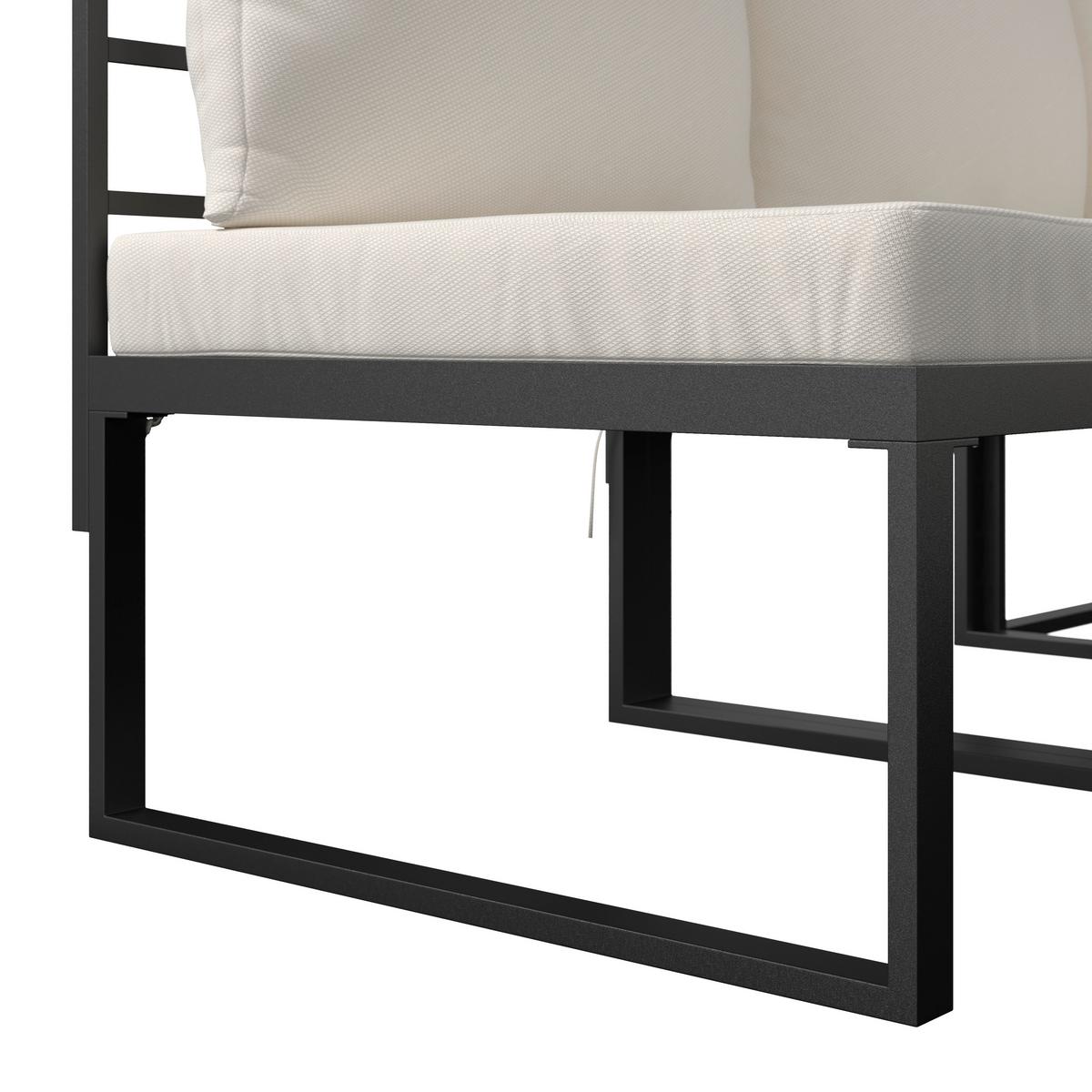 TERASOVÁ SEDACIA SÚPRAVA ADRIANO - čierna/farba akácie, Modern, kov/drevo - Bessagi Garden