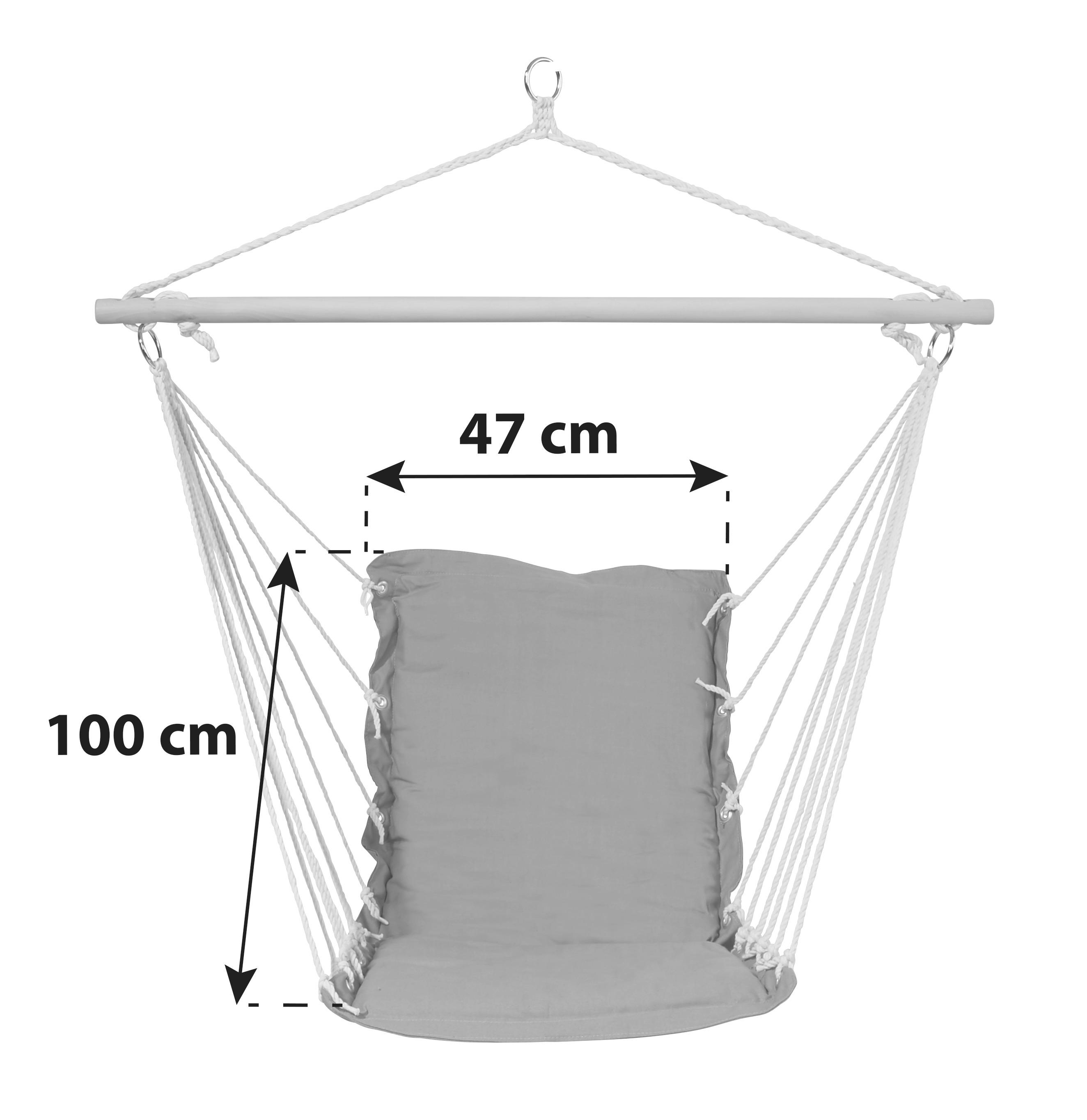 Hängesessel mit Gestell Relaxe Deckenmontage, mit Kissen - Grau, KONVENTIONELL, Textil (47/100cm) - Ondega