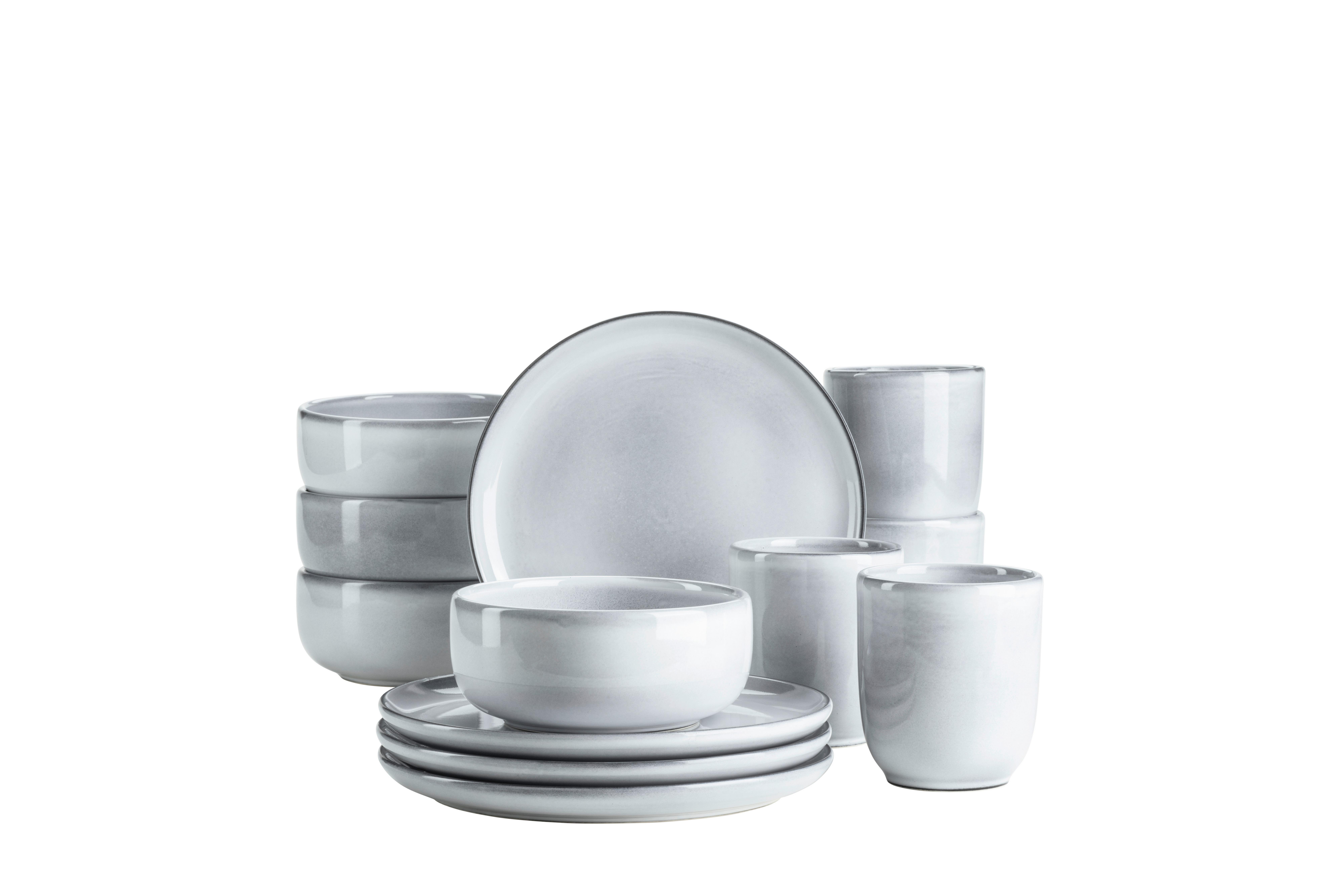 Frühstücksservice Livio 4 Personen Geschirr Set - Hellblau, Basics, Keramik - Mäser