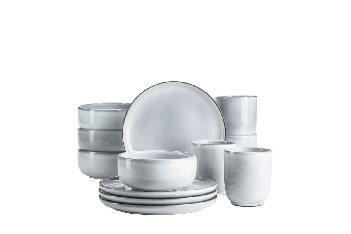 Frühstücksservice Livio 4 Personen Geschirr Set - Hellblau, Basics, Keramik - Mäser