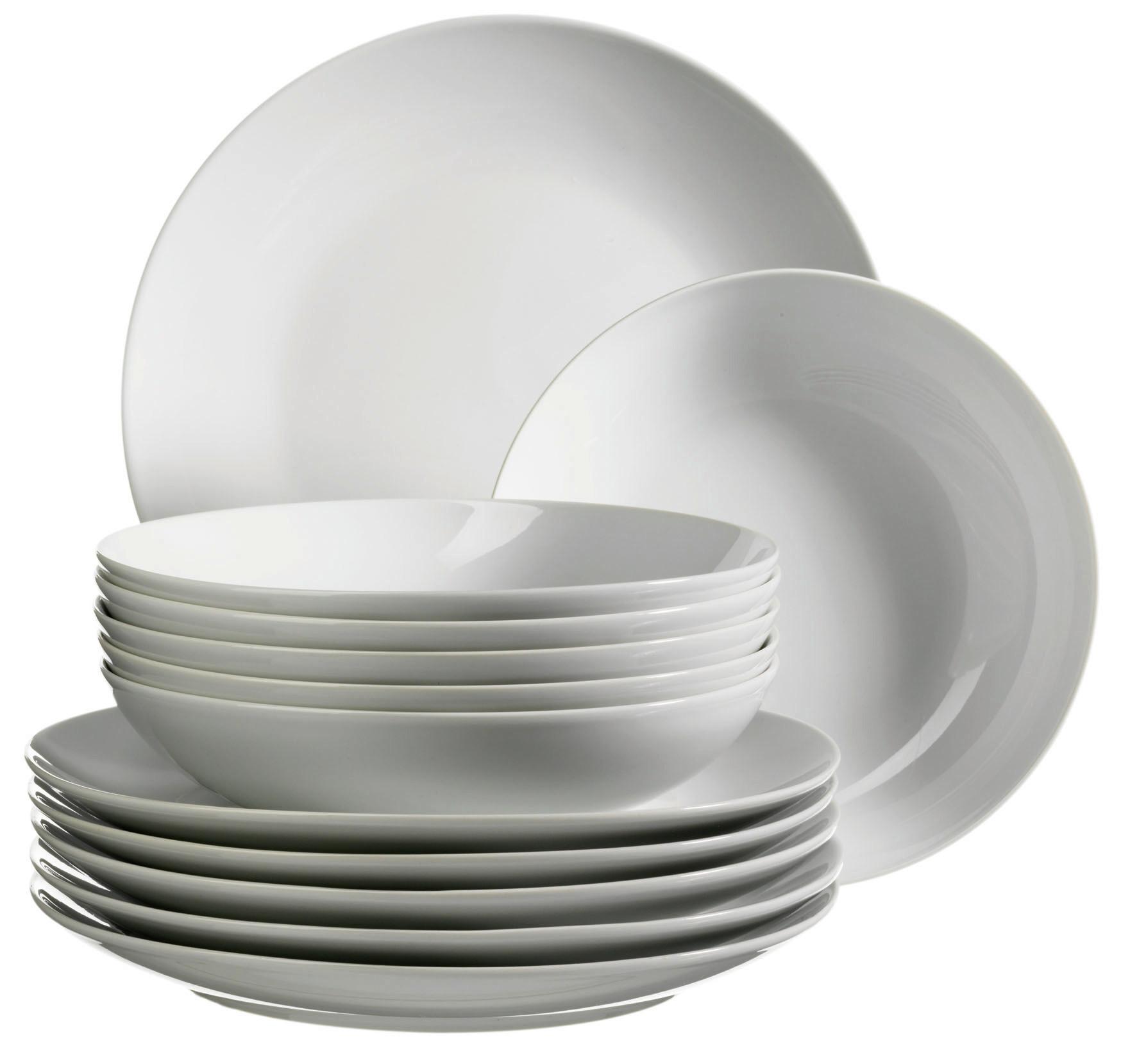 Tafelservice Barca Keramik 6 Personen Geschirr Set - Weiß, Basics, Keramik - Mäser