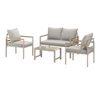 Loungegarnitur München - Beige/Hellgrau, MODERN, Glas/Textil (65/70/108cm) - Beldano