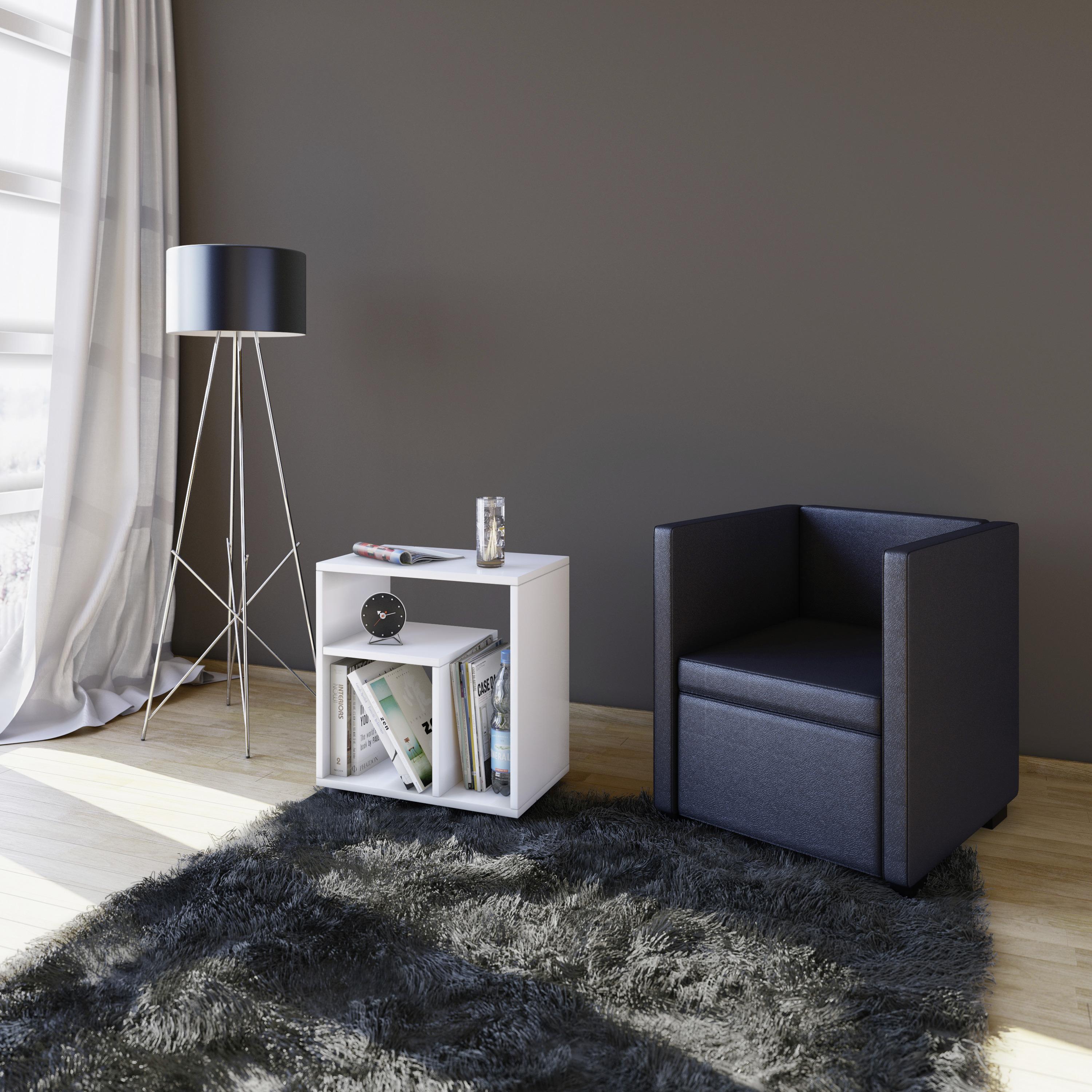 Beistelltisch Zeito Weiß mit 2 Fächern Zimmer