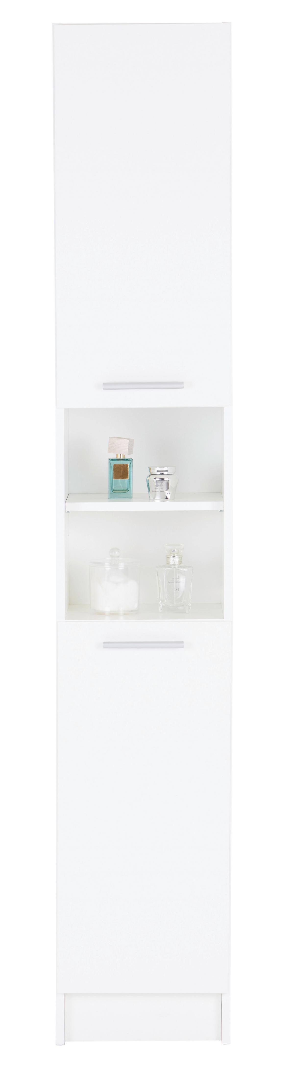 Badezimmer Verona Weiß Dekor B: 129,2 cm - Weiß, KONVENTIONELL, Glas/Holzwerkstoff (129,2/189/32,5cm)