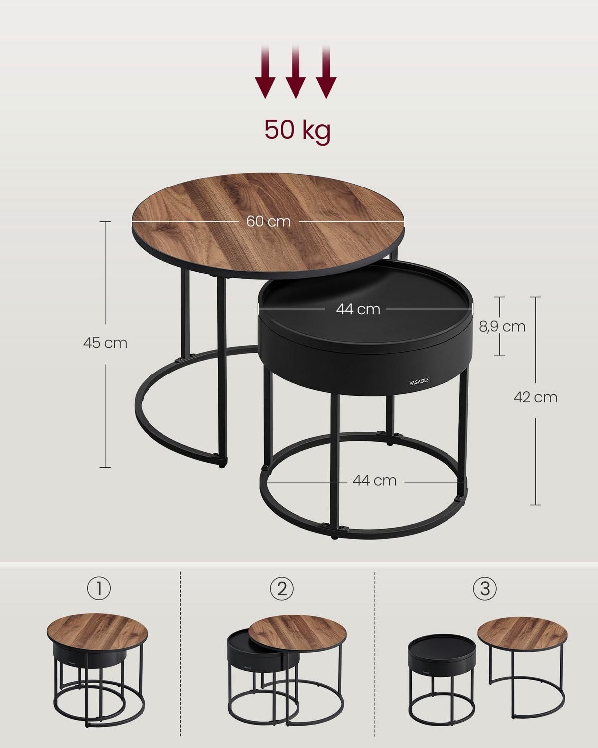 Couchtisch Coffee Table - Walnussfarben/Schwarz, MODERN, Holzwerkstoff/Metall (60/60/45cm) - MID.YOU