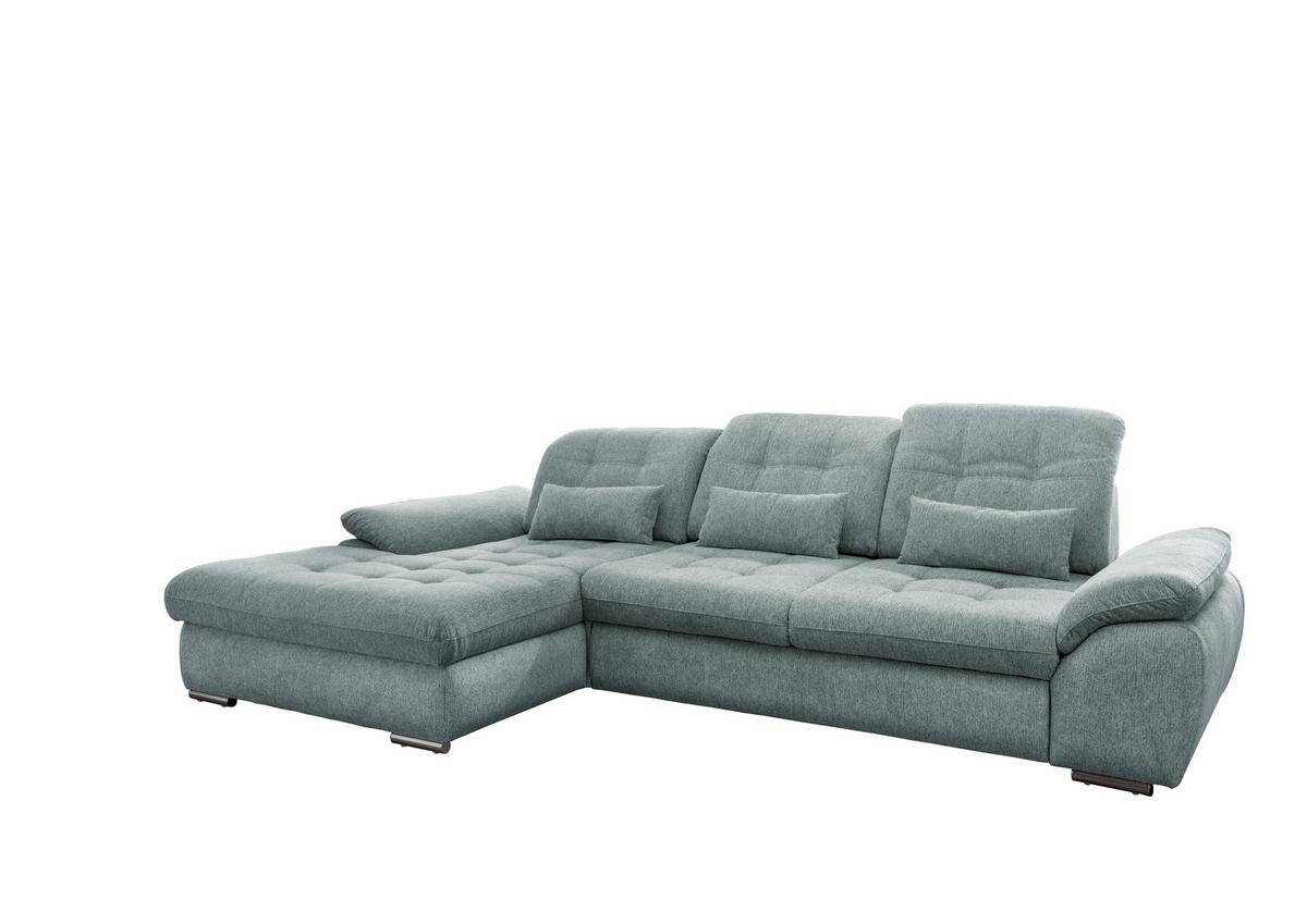 Ecksofa mit Bettkasten Rigatti Blau S: 184x314 cm - Chromfarben/Blau, MODERN, Textil (184/314cm) - Livetastic