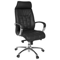 Kancelárske kreslo Turin z pravej kože - čierna/hliníková, Modern, kov/koža (66/128/62cm) - MID.YOU