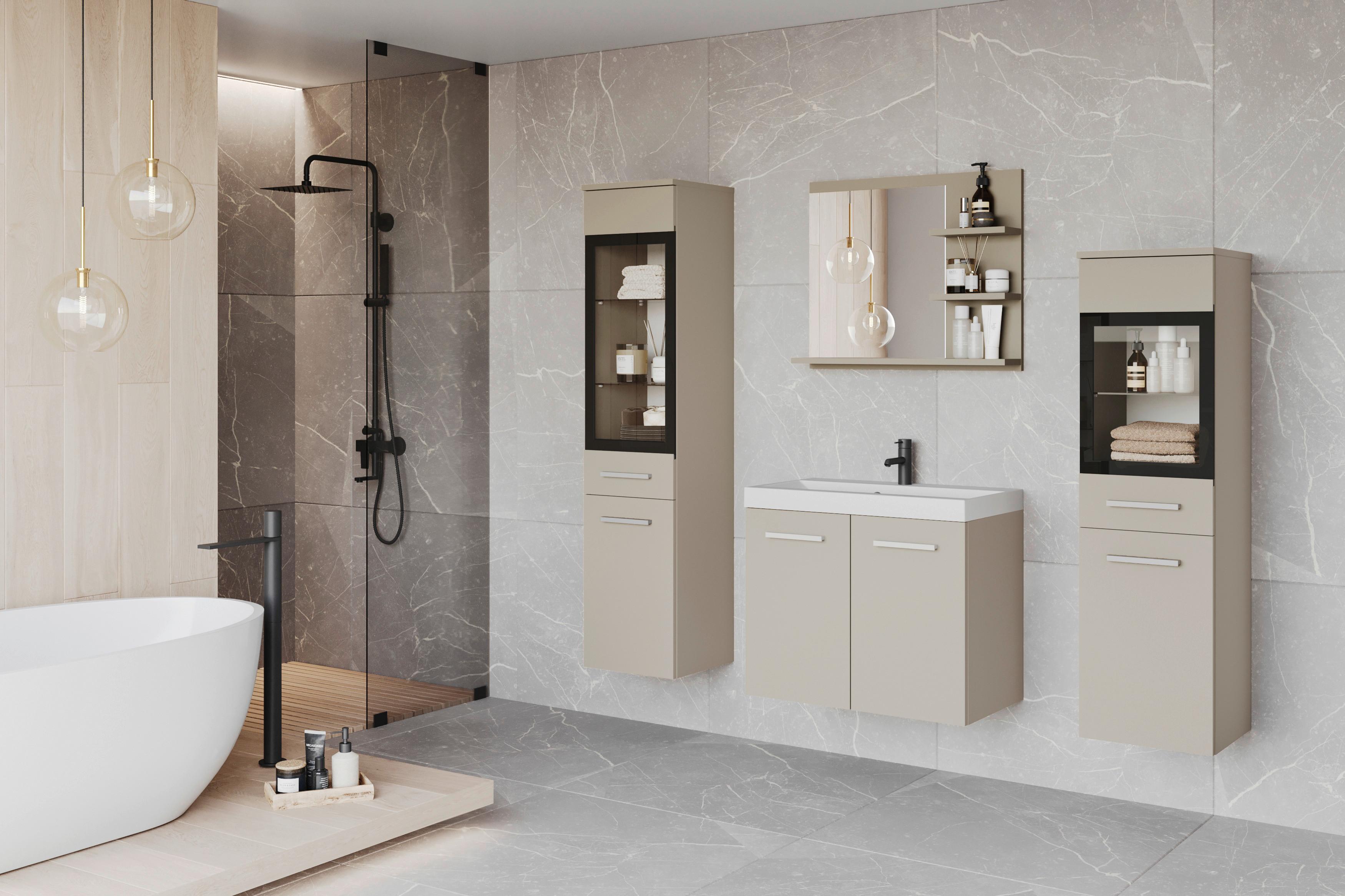 Badezimmer Madrit Set 5-Teilig Kaschmir/Beige B: 120,4 cm - Kaschmir/Beige, LIFESTYLE, Glas/Keramik (120,4/131,5/34,5cm) - P & B