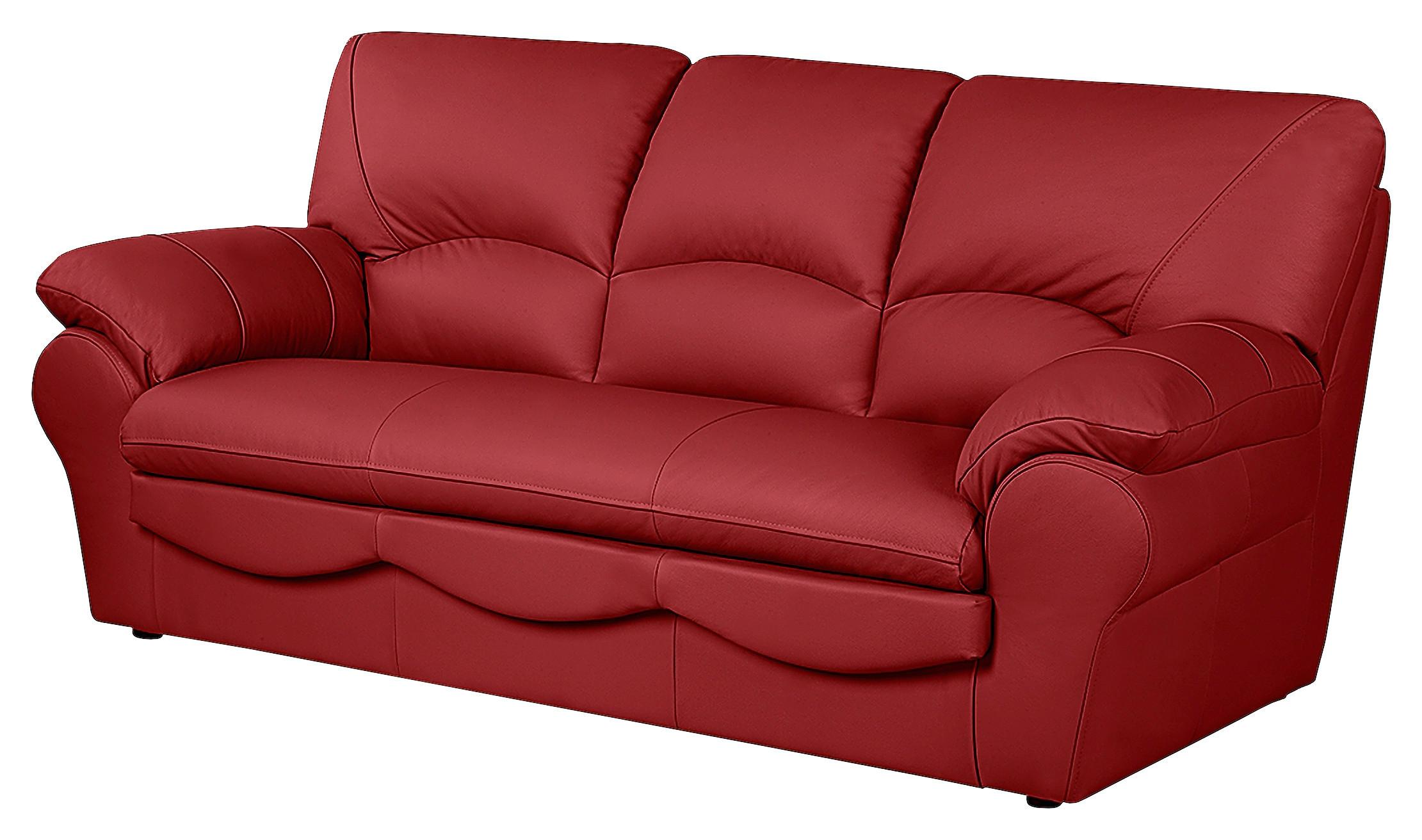 3-sitzer-sofa Oslo Rot B: 205 Cm - Rot/Schwarz, Design, Leder (205/92/85cm) - Livetastic