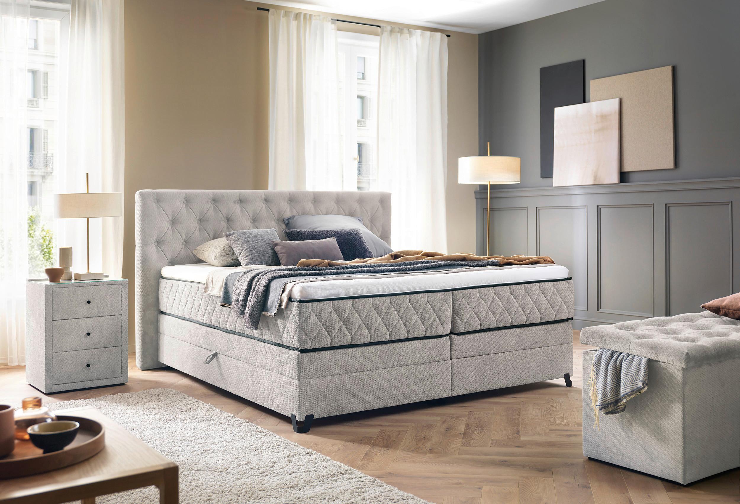Boxspringbett Carmen A Champagner 180x200 Cm - Türkis/Champagner, KONVENTIONELL, Holz/Holzwerkstoff (180/200cm) - James Wood