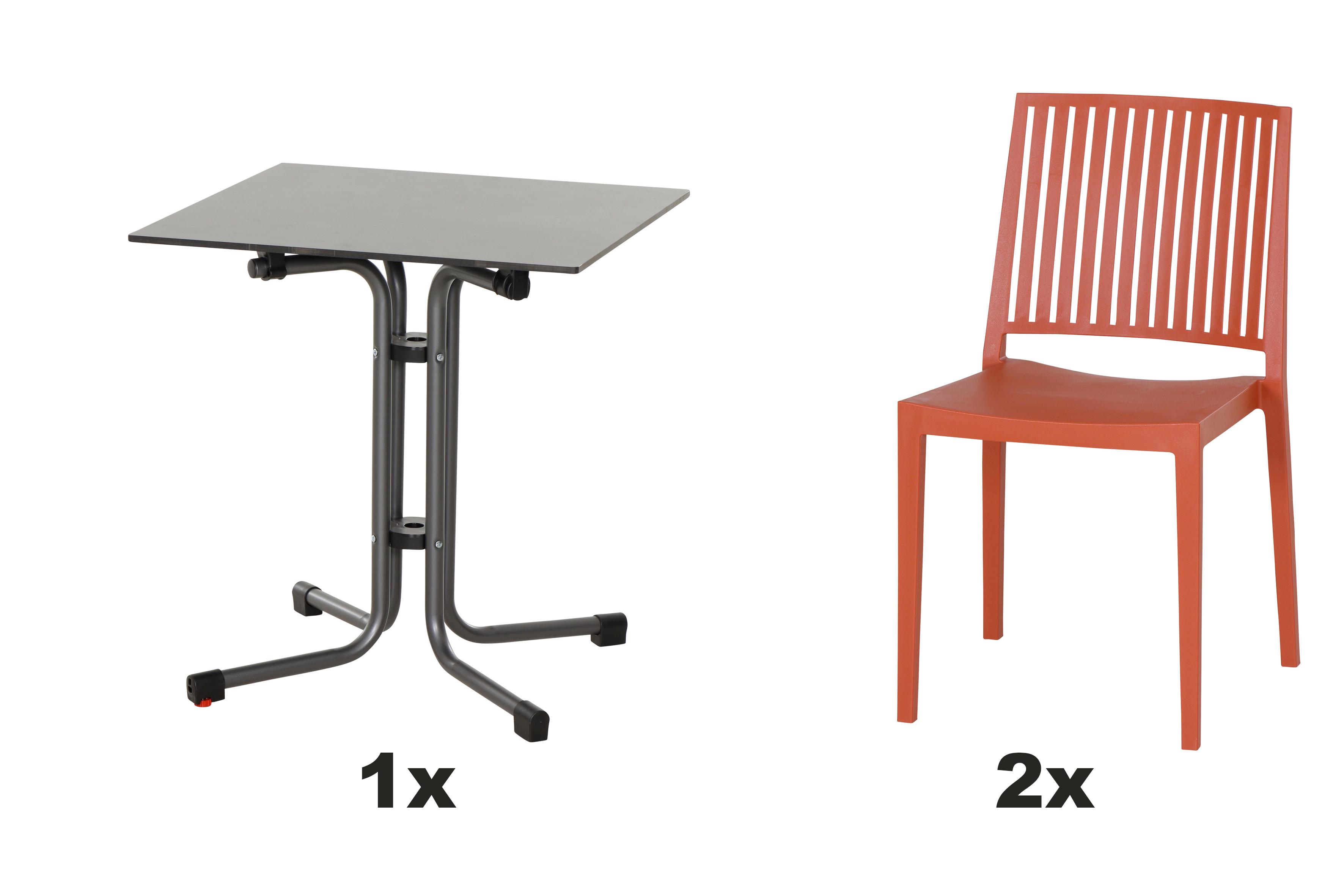 Gartengarnitur T20154 - Anthrazit/Rot, Basics, Holzwerkstoff/Kunststoff (65/80/65cm) - Siena Garden