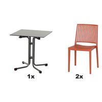 Gartengarnitur T20154 - Anthrazit/Rot, Basics, Holzwerkstoff/Kunststoff (65/80/65cm) - Siena Garden