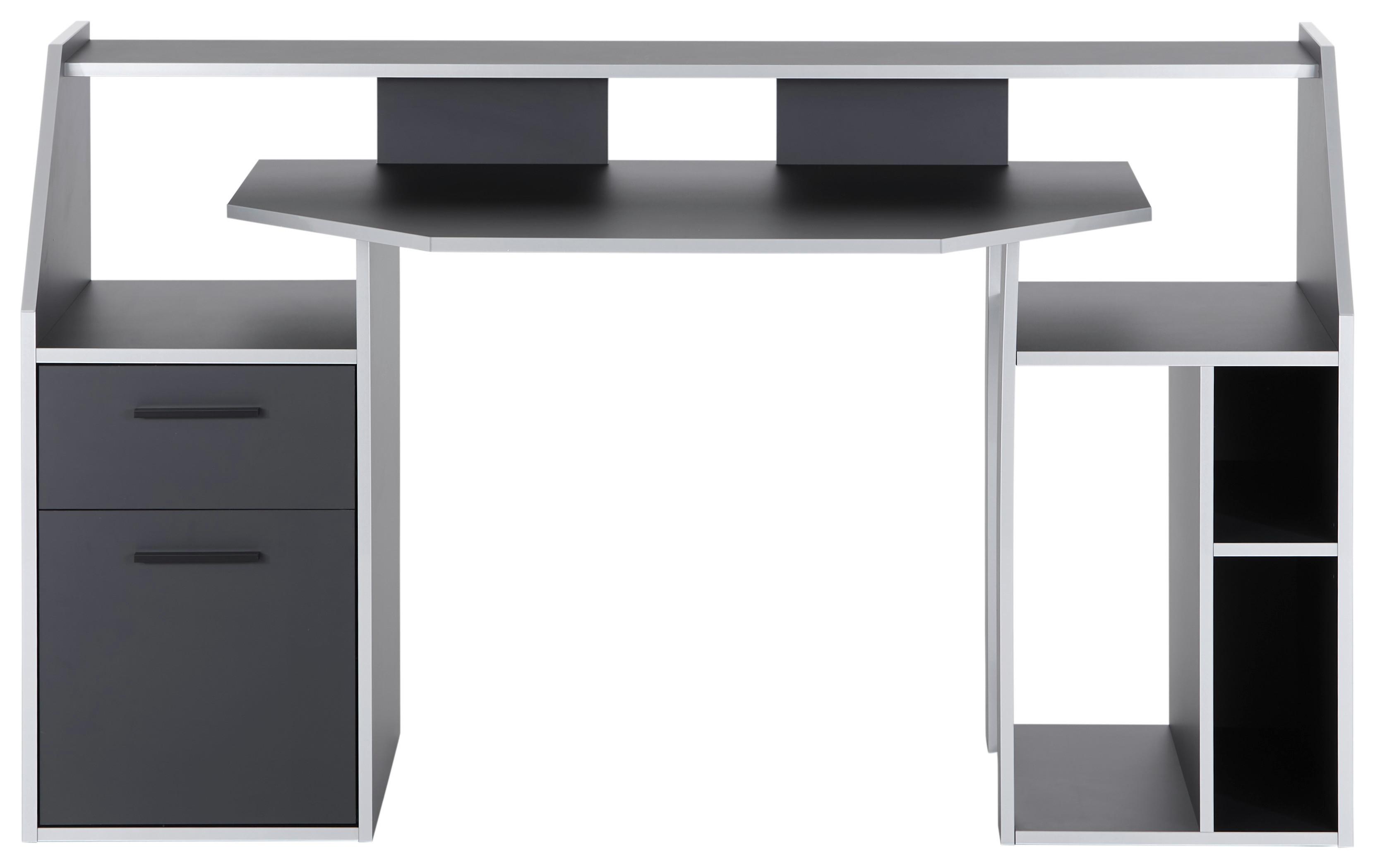 Gaming Tisch mit Stauraum B 160cm H 95cm Turbo Anthrazit - Anthrazit, MODERN, Holzwerkstoff (160/95/73cm)