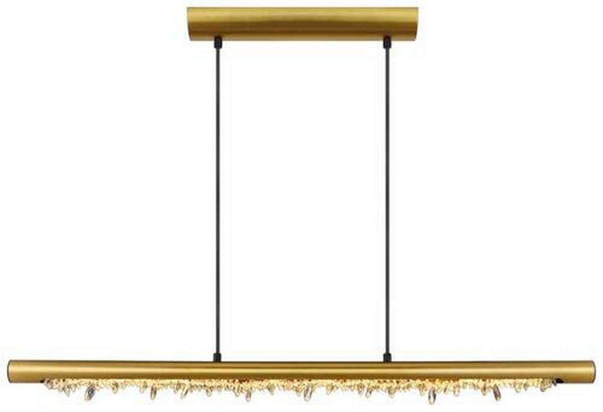 Hängeleuchte Felicitas H: 150 cm 1-Flammig - Klar/Messingfarben, Basics, Kunststoff/Metall (100/8/150cm) - Globo
