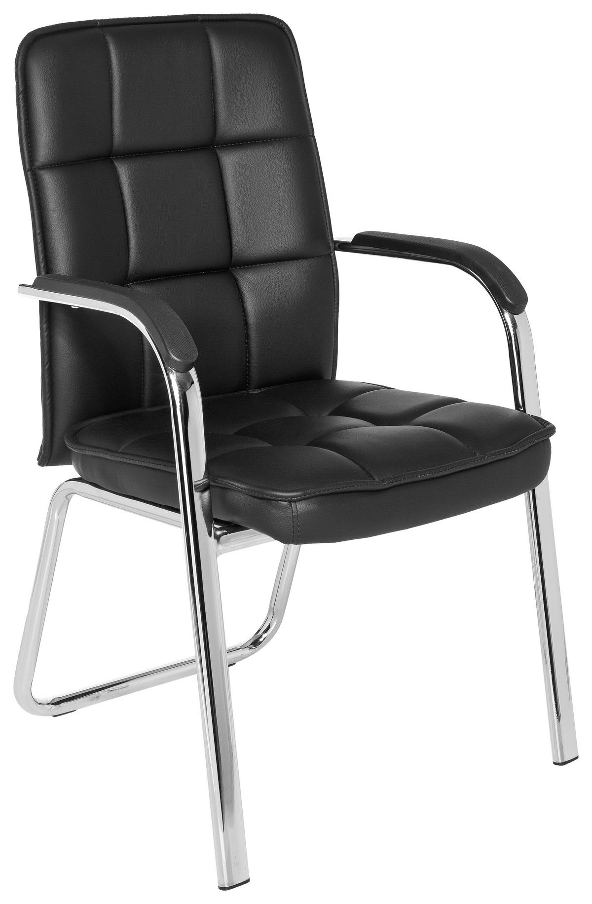 Besucherstuhl Borne Schwarz - Chromfarben/Schwarz, MODERN, Kunststoff/Textil (54/93/44cm) - MID.YOU