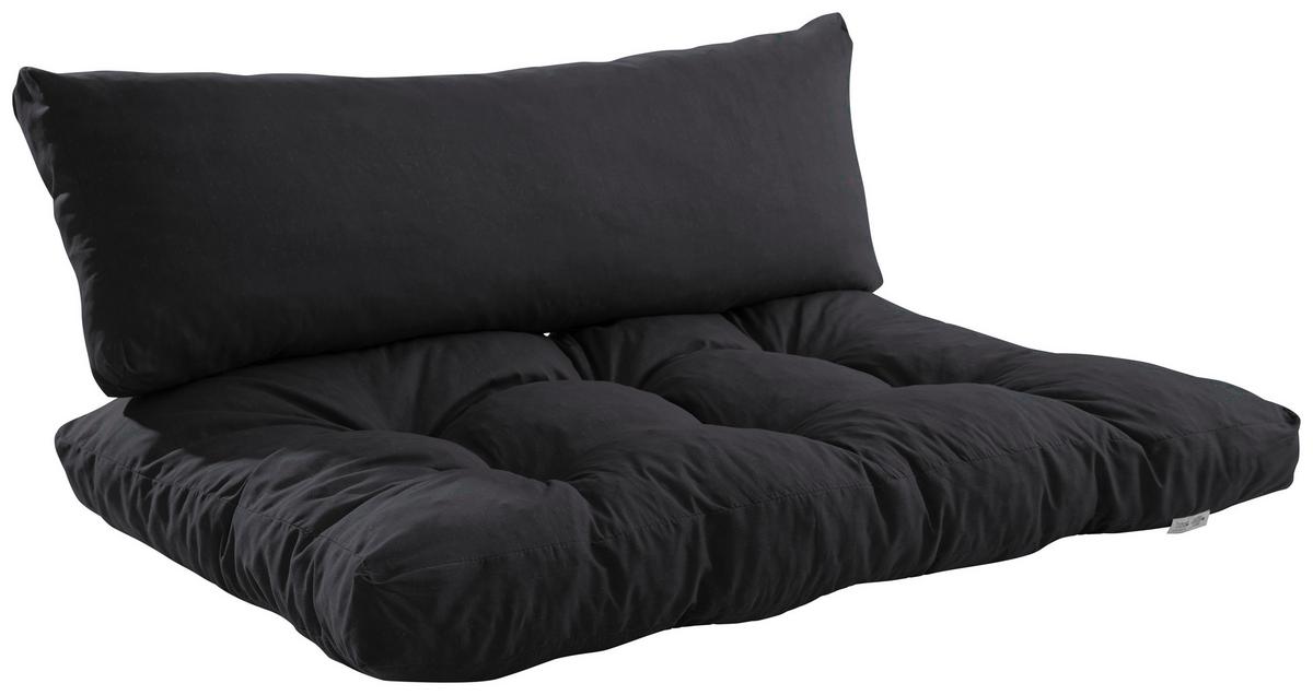 Palettenkissen 2-Tlg. Loungeset 120x80x16 cm Schwarz - Schwarz, Basics, Textil (120/80/16cm)