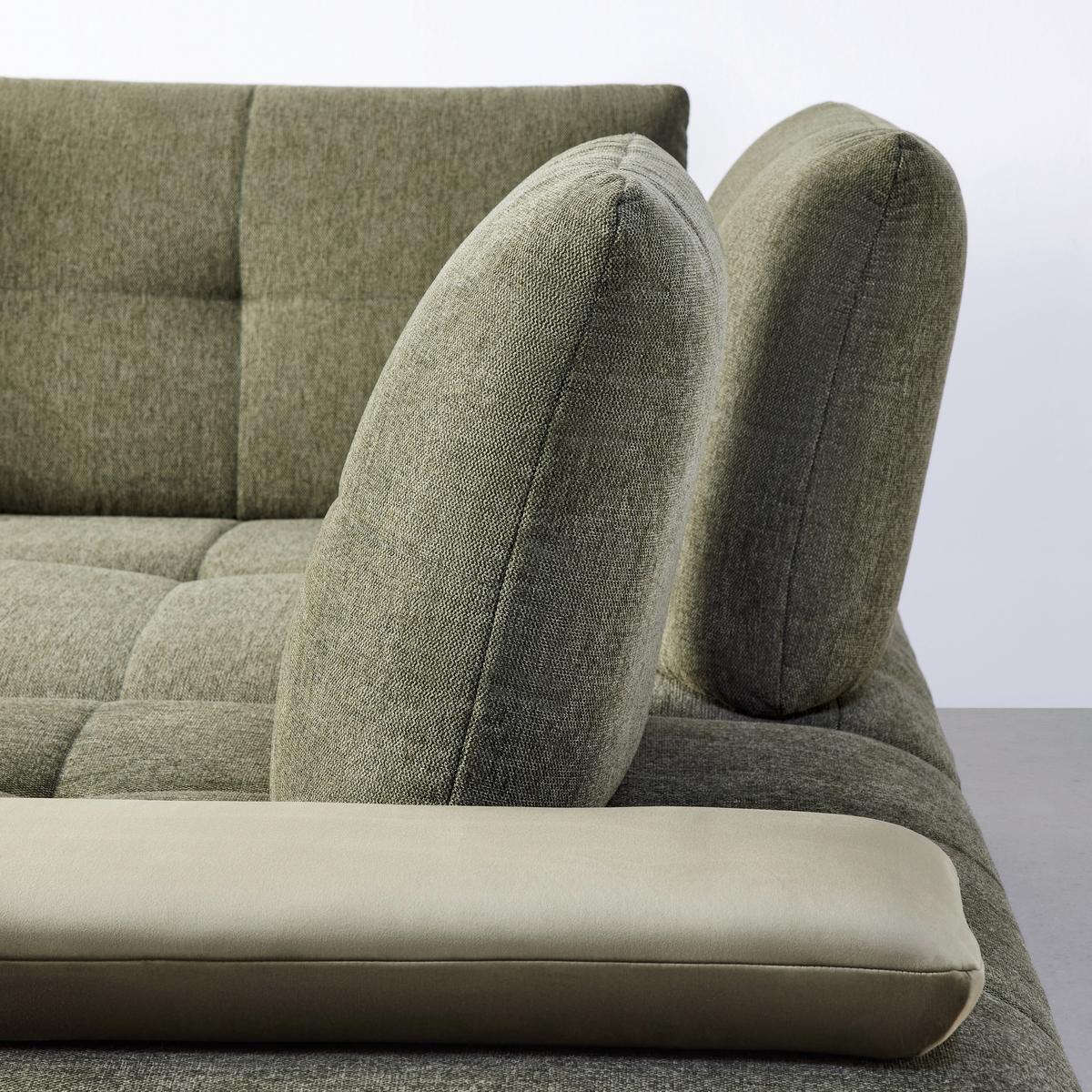 TRENDY, pravá, antracitová, s 3 bedrovými vankúšmi - olivovozelená/čierna, Modern, kov/kompozitné drevo (310/250/250cm) - Premium Living