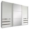 Schwebetürenschrank Mit Spiegel + Laden 300cm Level 36a, Weiß - Silberfarben/Weiß, MODERN, Glas/Holzwerkstoff (300/216/65cm) - MID.YOU