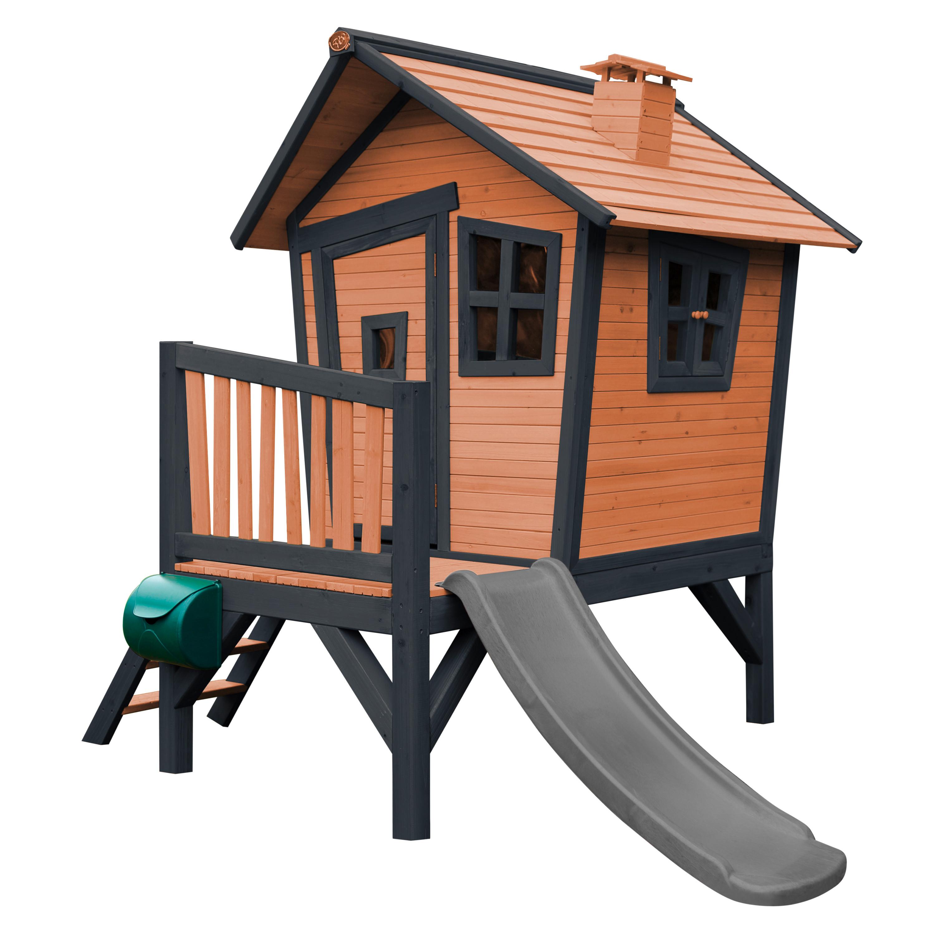 Spielhaus Natur7grau L: 177 B: 264 H: 203 - Anthrazit/Braun, LIFESTYLE, Holz/Kunststoff (177/264/203cm)